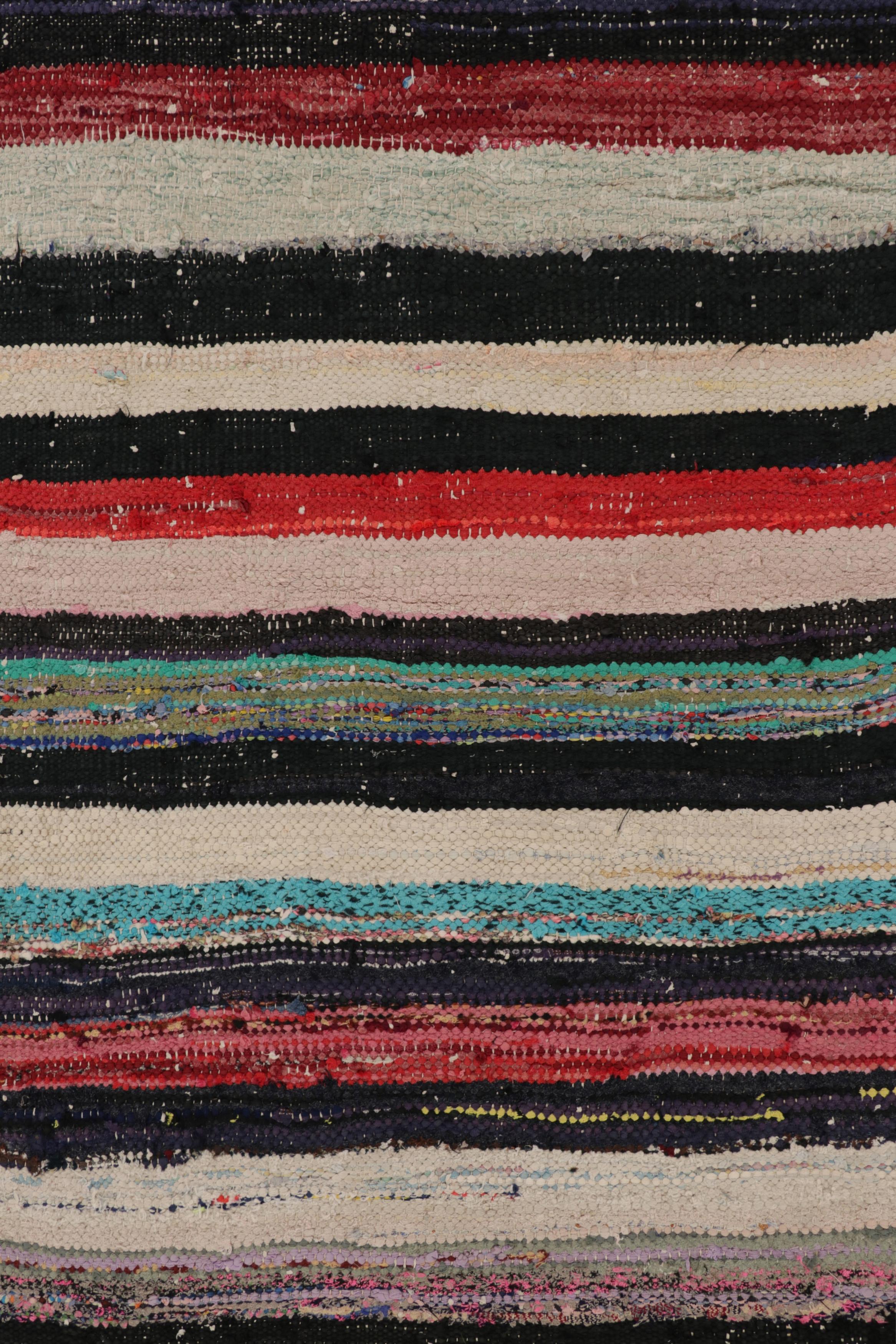 Metà XX secolo Tappeto persiano vintage Shahsavan Kilim, a strisce policrome - Rug & Kilim in vendita