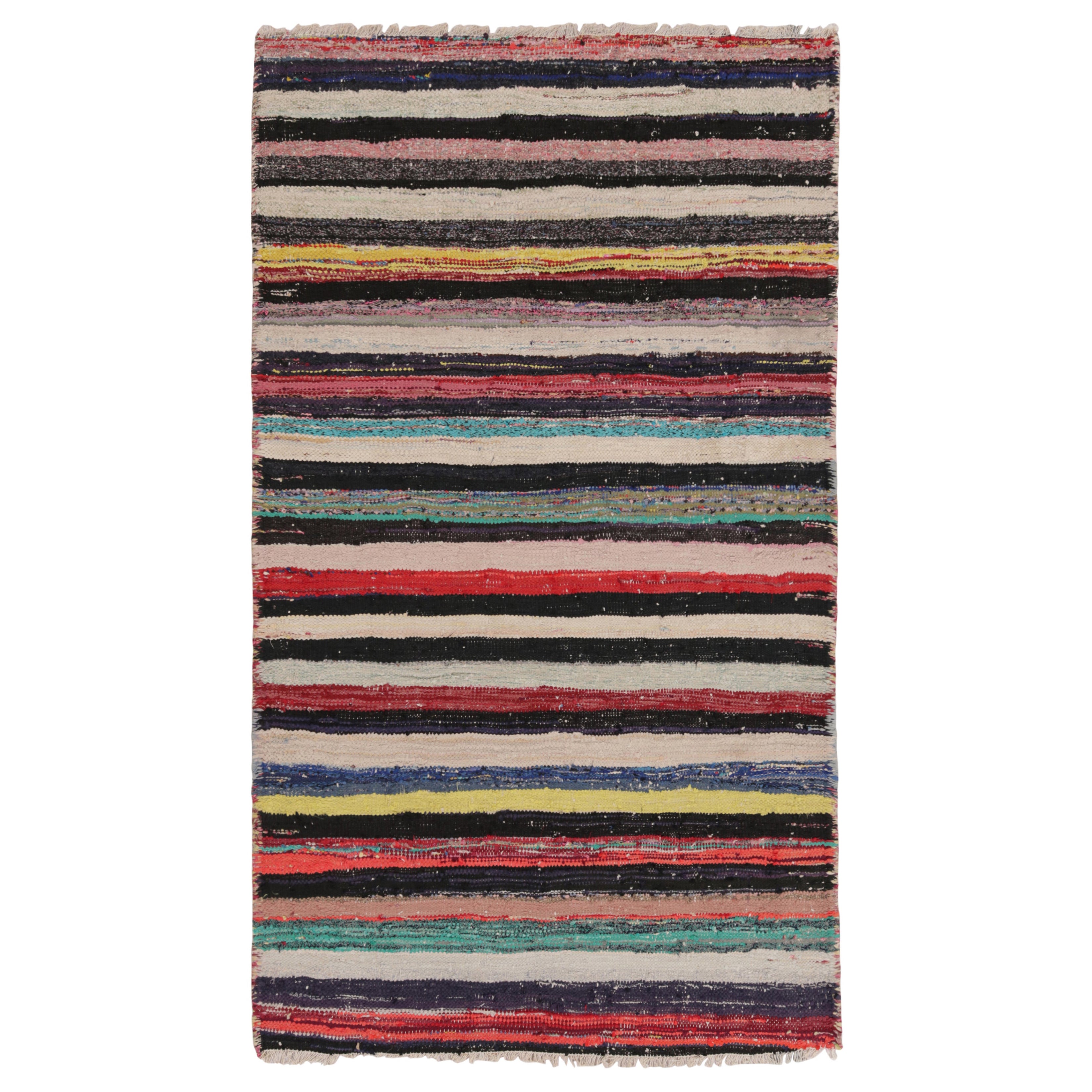 Tappeto persiano vintage Shahsavan Kilim, a strisce policrome - Rug & Kilim in vendita