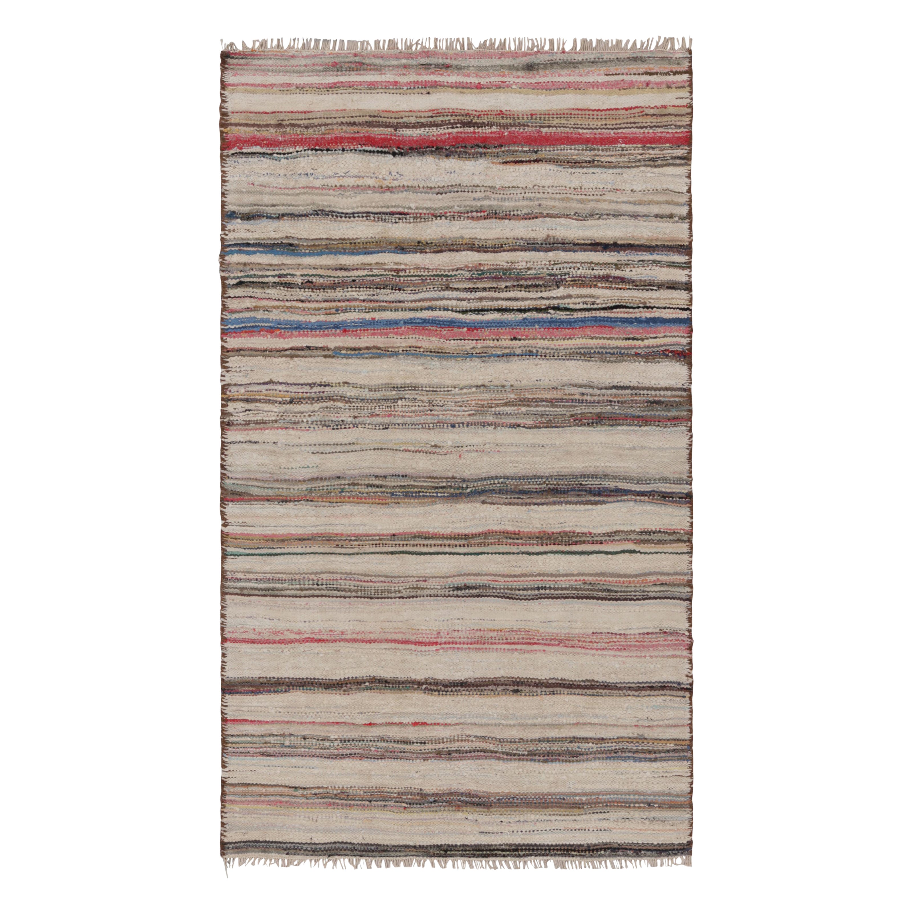 Vintage Shahsavan Persian Kilim Rug, Polychromatic Stripes - Rug & Kilim