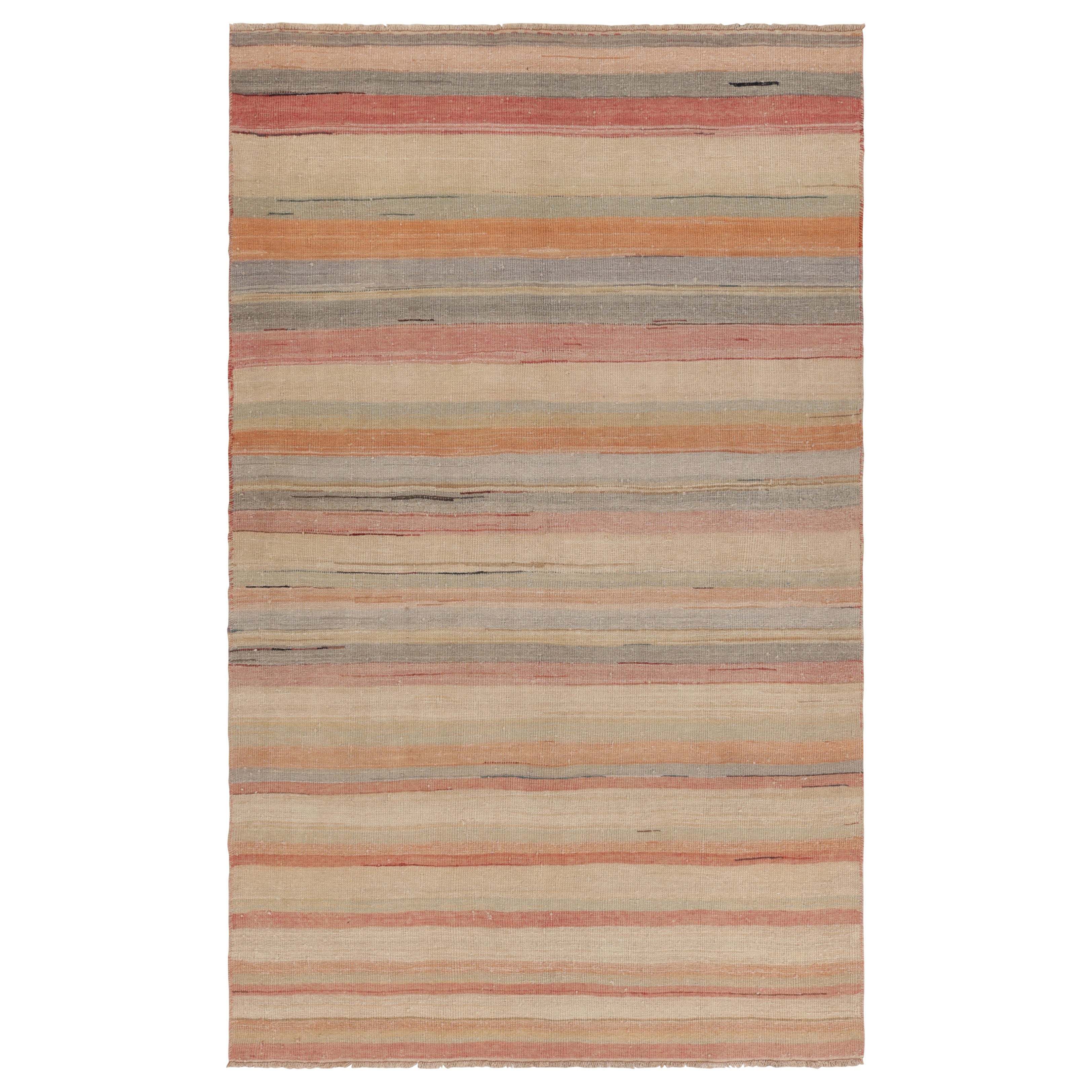 Alfombra Vintage Shahsavan Persa Kilim, Rayas Policromáticas - Rug & Kilim