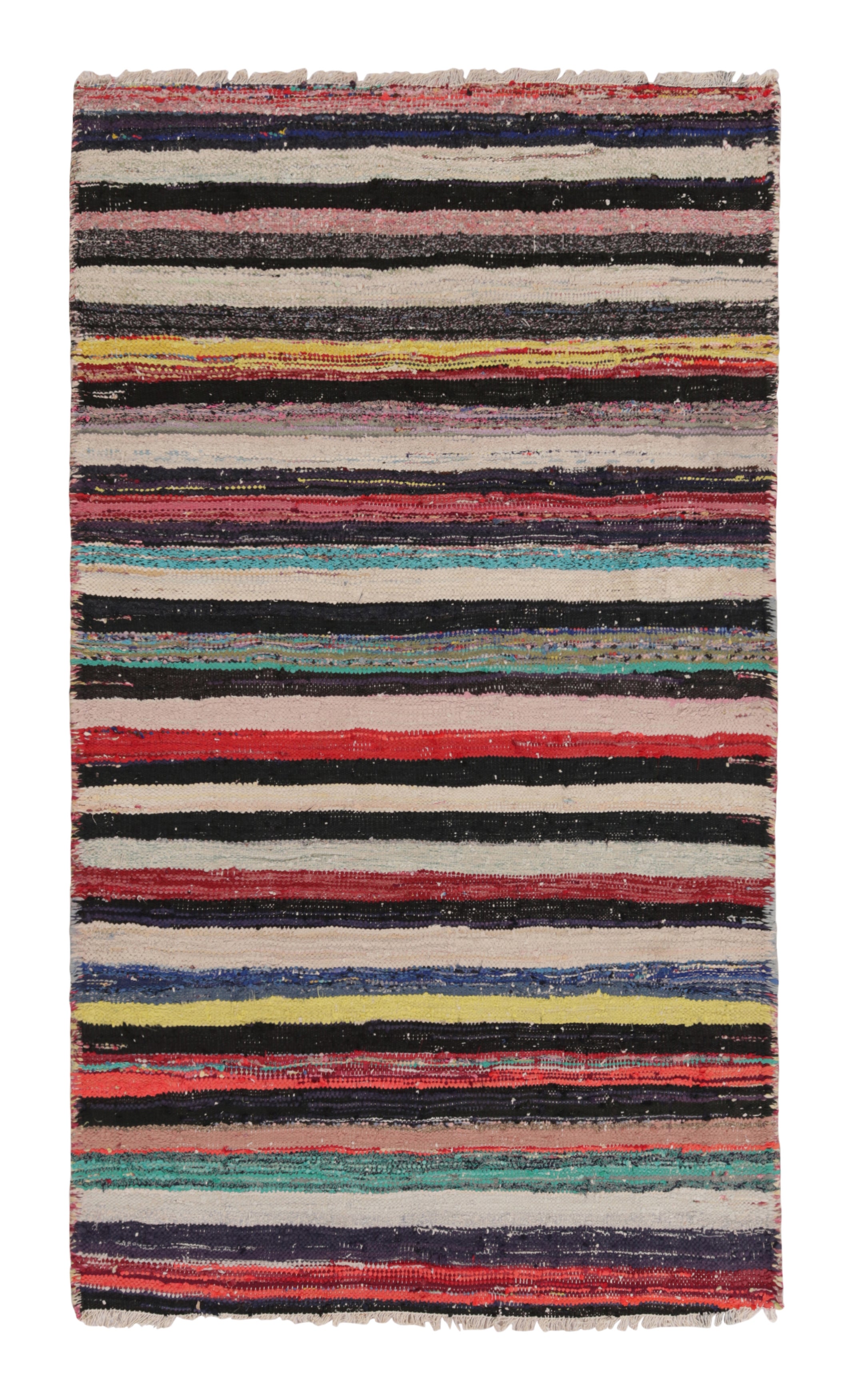 Tappeto persiano vintage Shahsavan Kilim, a strisce policrome - Rug & Kilim