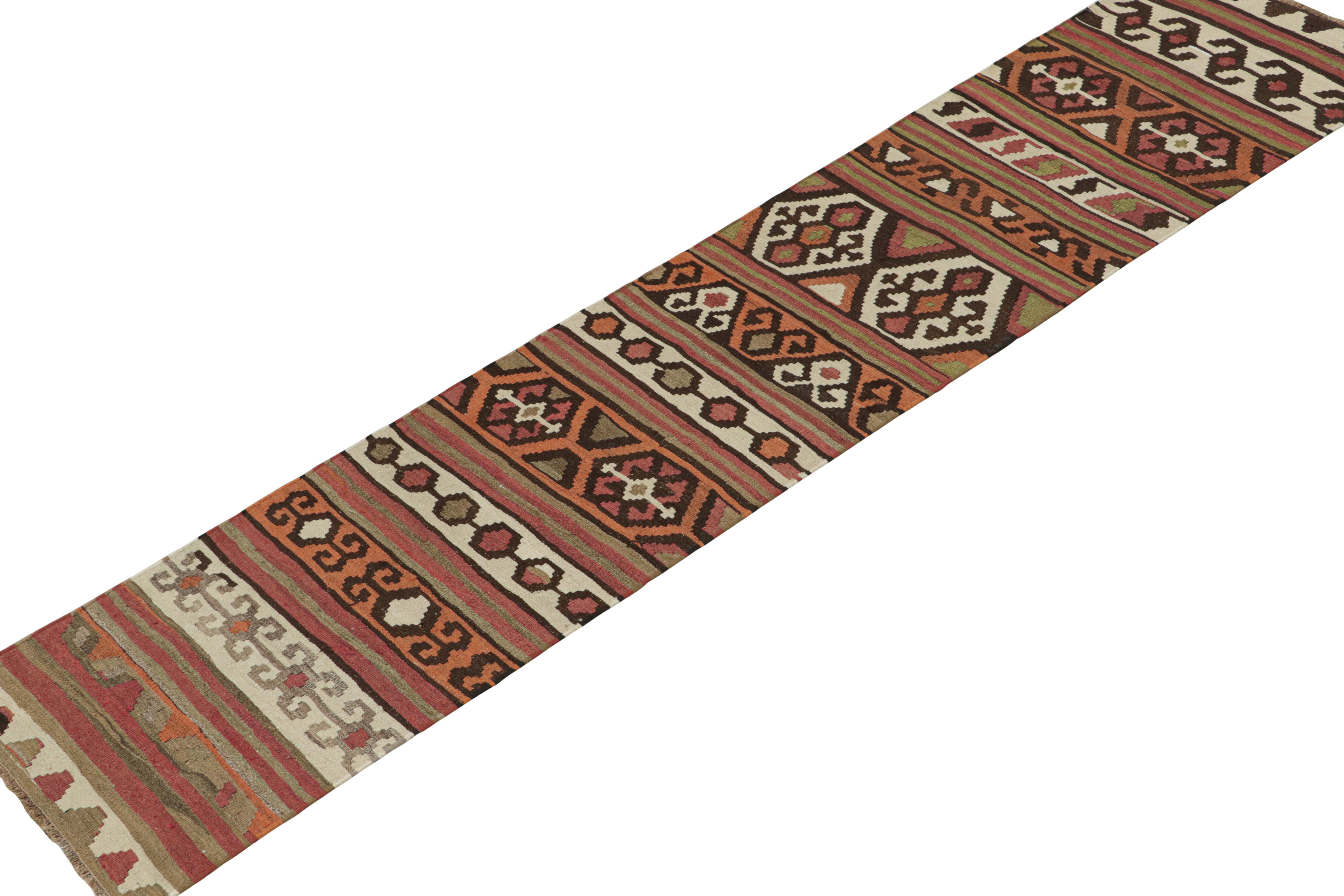 Tribal Vintage Shahsavan Persian Kilim runner in Polychromatic Patterns by Rug & Kilim For Sale
