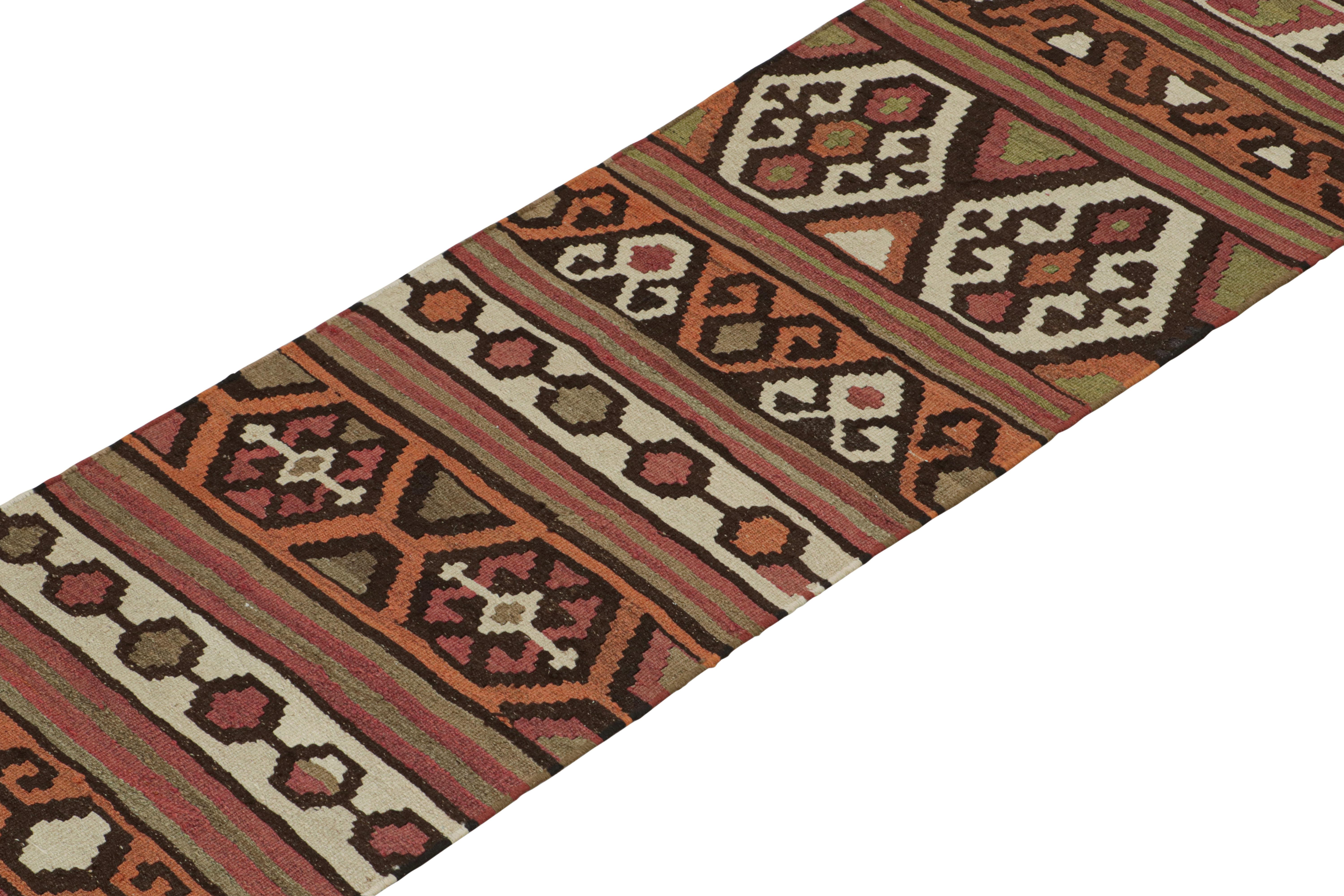 Hand-Knotted Vintage Shahsavan Persian Kilim runner in Polychromatic Patterns by Rug & Kilim For Sale
