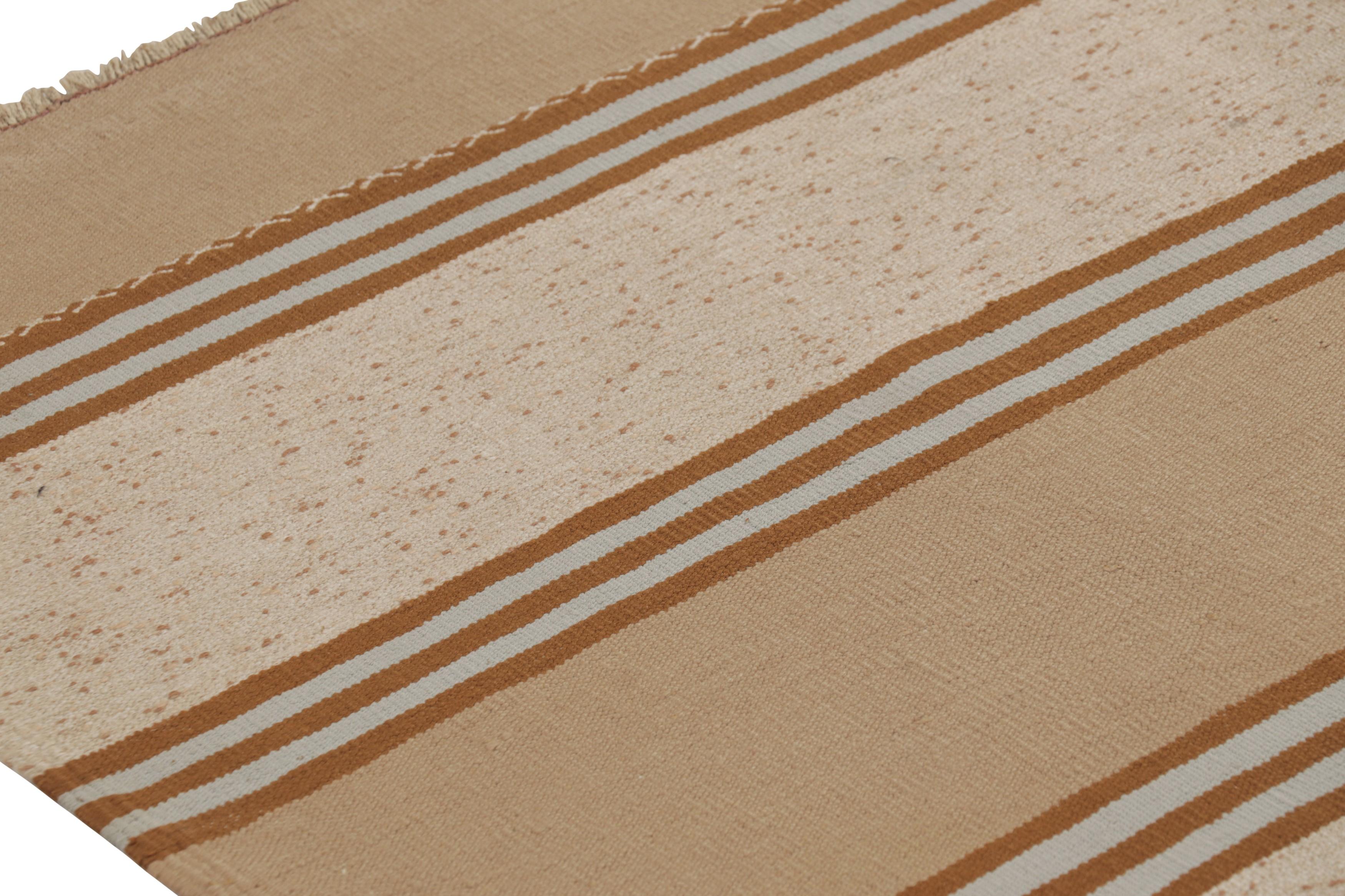 Vintage Shahsavan Persischer Kilim Läufer, Beige-Braun gestreift - Rug & Kilim (Handgewebt) im Angebot