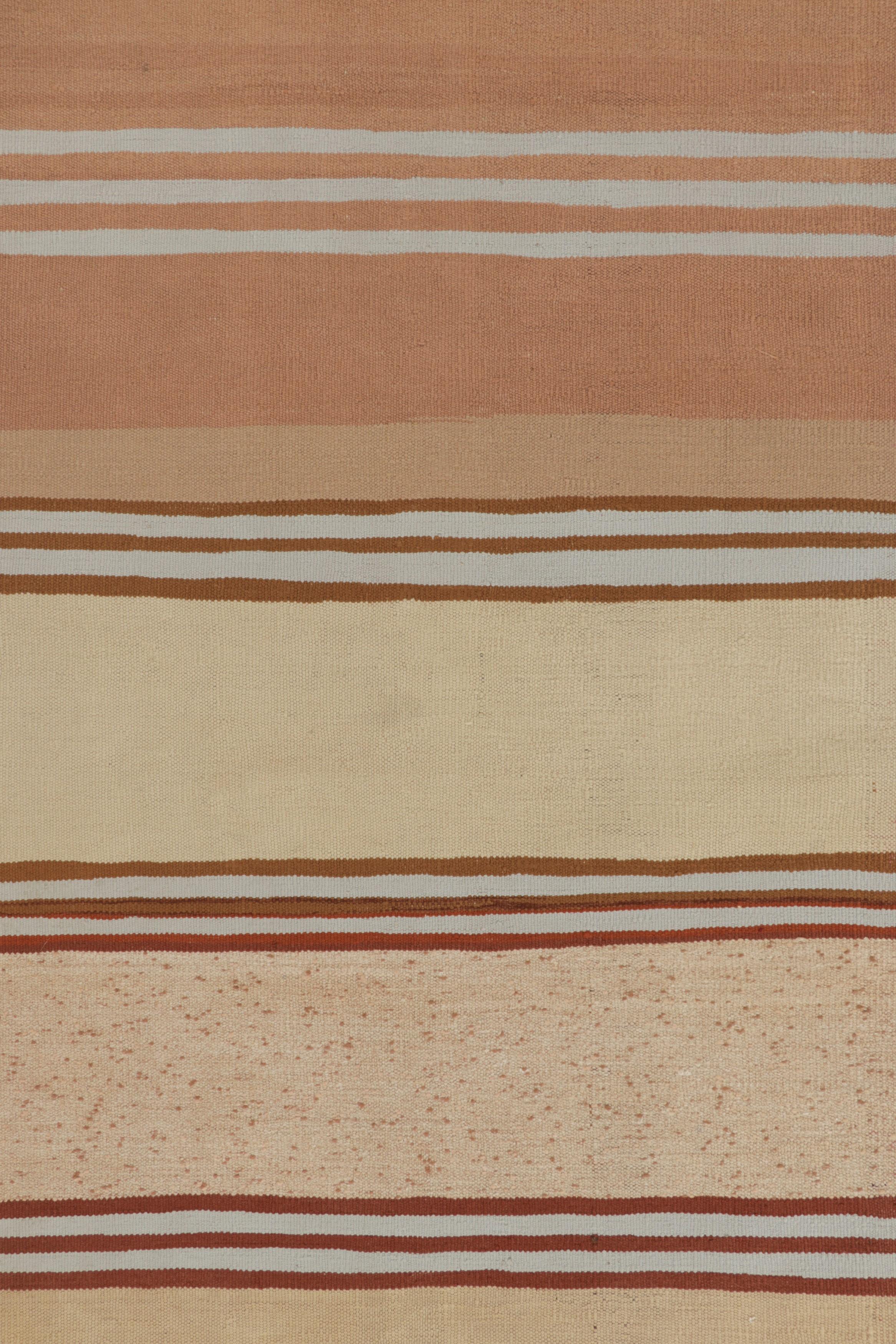 Vintage Shahsavan Persischer Kilim Läufer, Beige-Braun gestreift - Rug & Kilim (Wolle) im Angebot