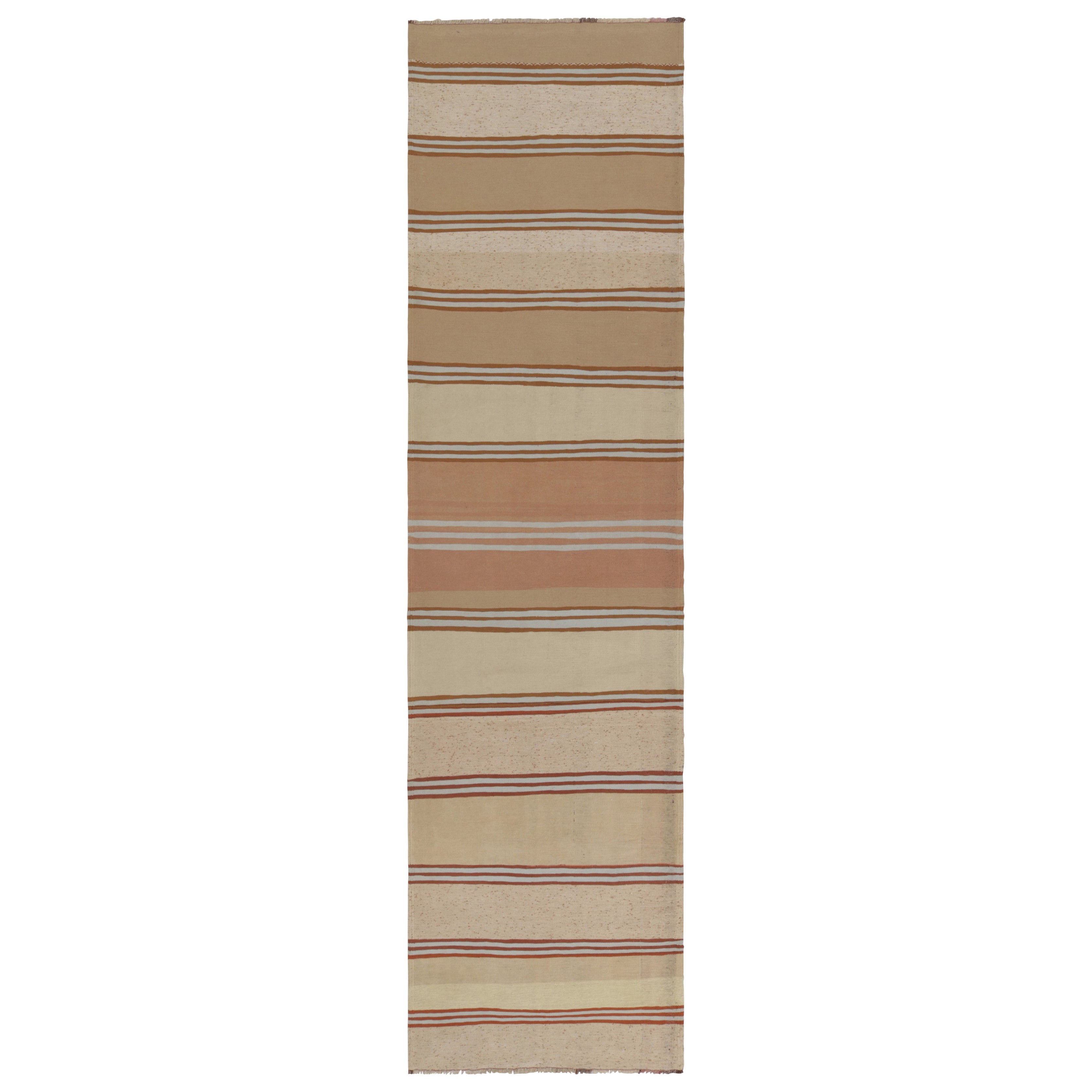 Vintage Shahsavan Persischer Kilim Läufer, Beige-Braun gestreift - Rug & Kilim im Angebot