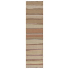 Tapis de course Kilim persan Vintage Shahsavan, Beige-Brown Stripes - Rug & Kilim