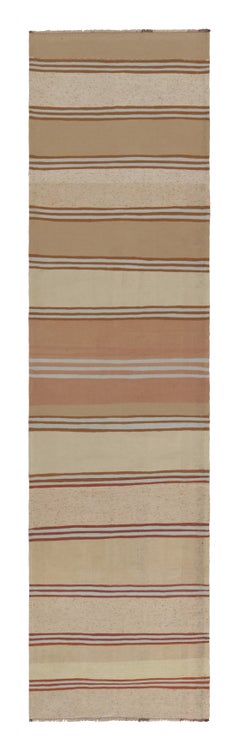 Vintage Shahsavan Persischer Kilim Läufer, Beige-Braun gestreift - Rug & Kilim