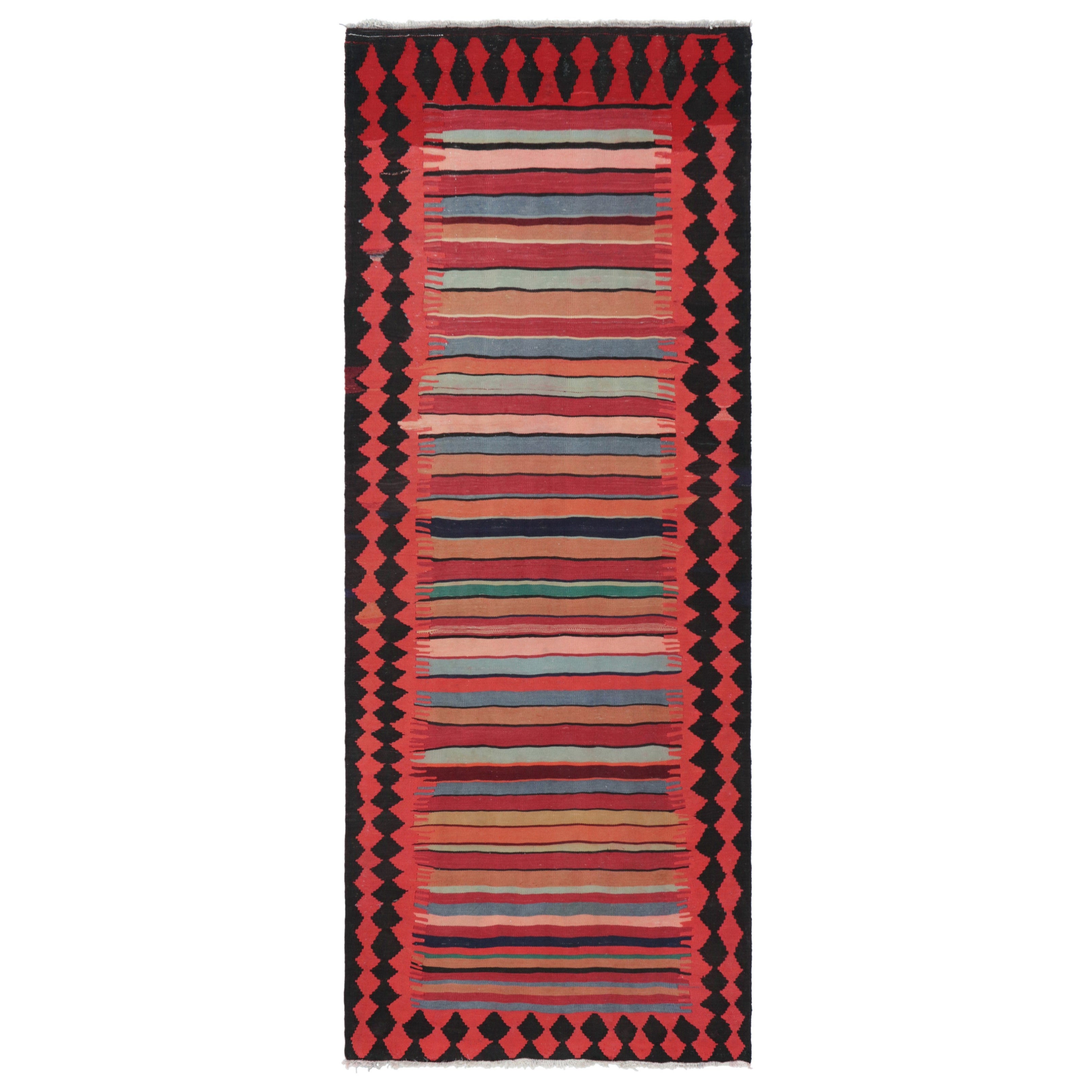 Alfombra Shahsavan Persa Kilim Vintage, Rayas Policromáticas - Rug & Kilim en venta