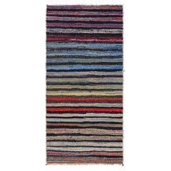 Vintage Shahsavan Persischer Kilim Läufer Teppich, Polychromatische Streifen - Rug & Kilim