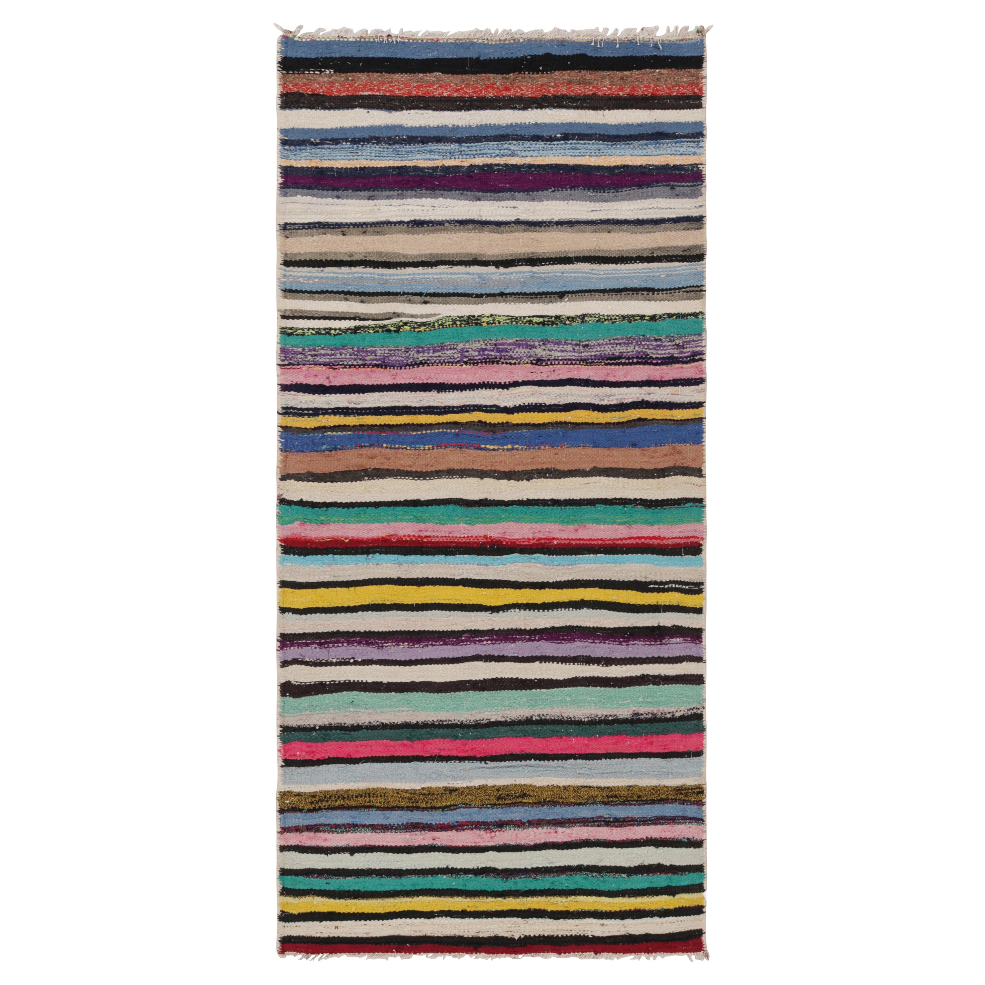 Tappeto vintage Shahsavan Persian Kilim Runner, strisce policrome - Rug & Kilim