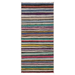 Tappeto vintage Shahsavan Persian Kilim Runner, strisce policrome - Rug & Kilim