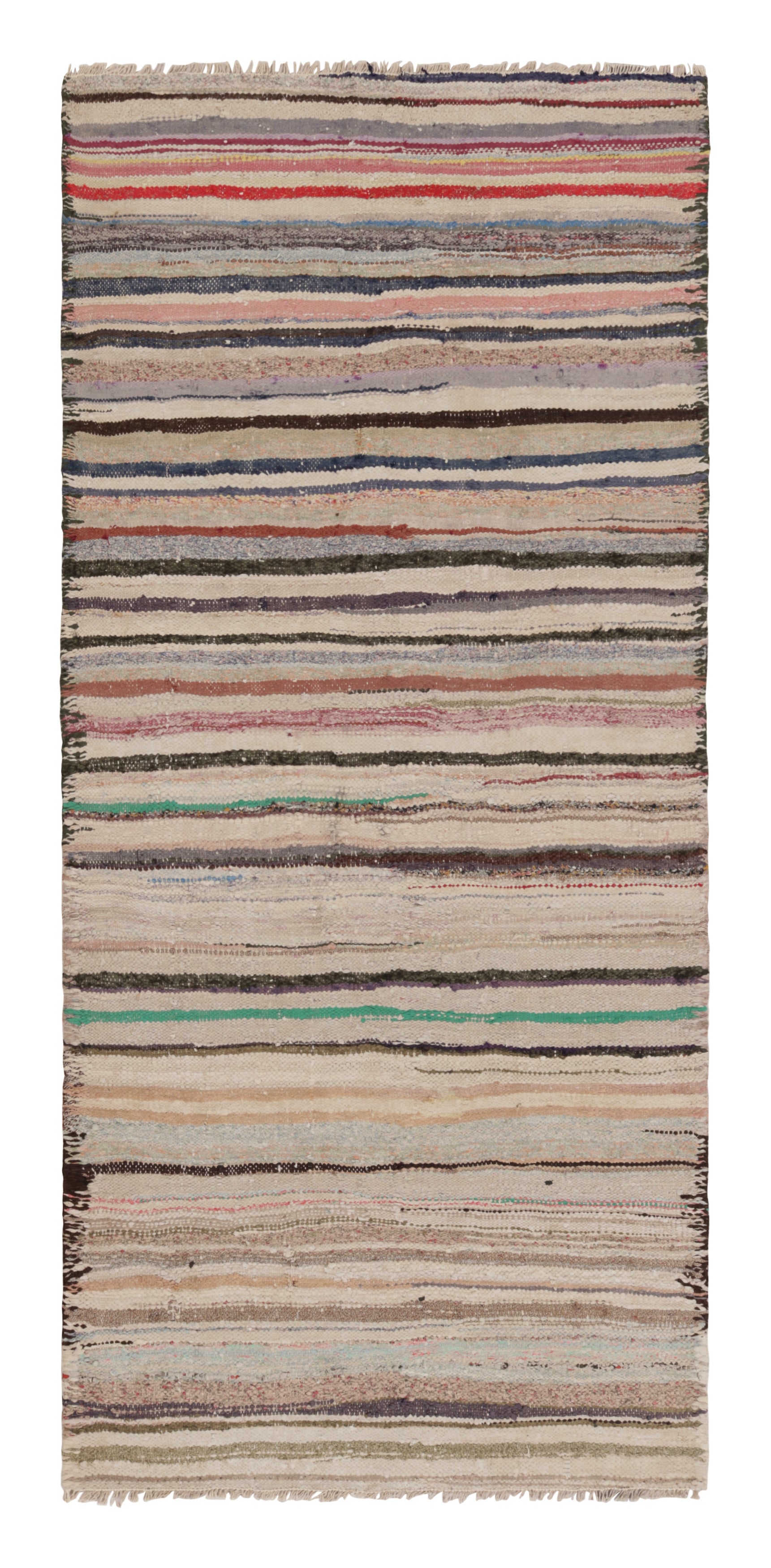 Tappeto vintage Shahsavan Persian Kilim Runner, strisce policrome - Rug & Kilim