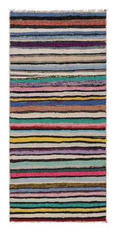 Tappeto vintage Shahsavan Persian Kilim Runner, strisce policrome - Rug & Kilim