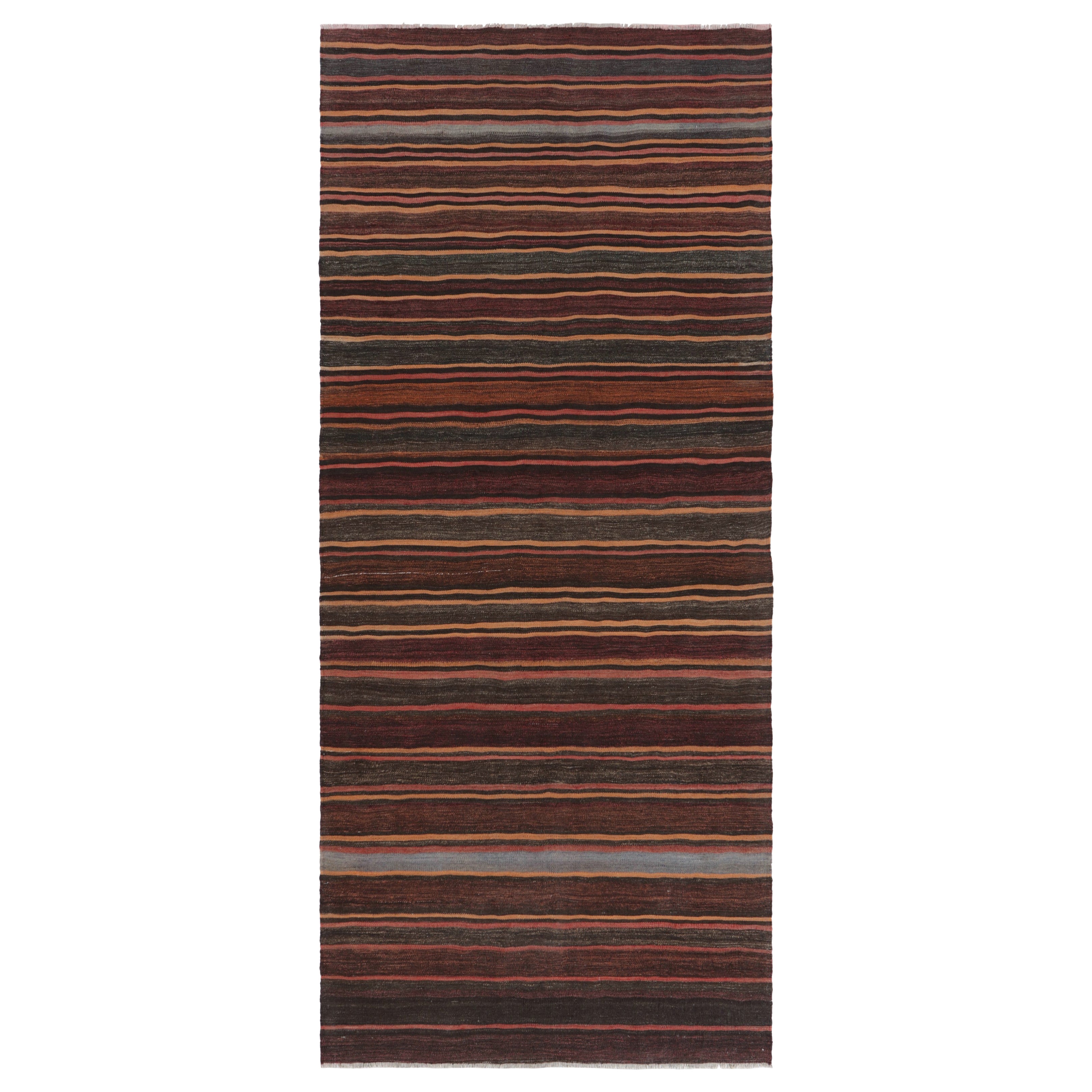 Vintage Shahsavan Persischer Kilim Läufer, Rot und Braun gestreift - Rug & Kilim