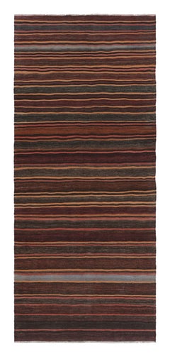 Alfombra persa vintage Shahsavan de rayas rojas y marrones - Rug & Kilim