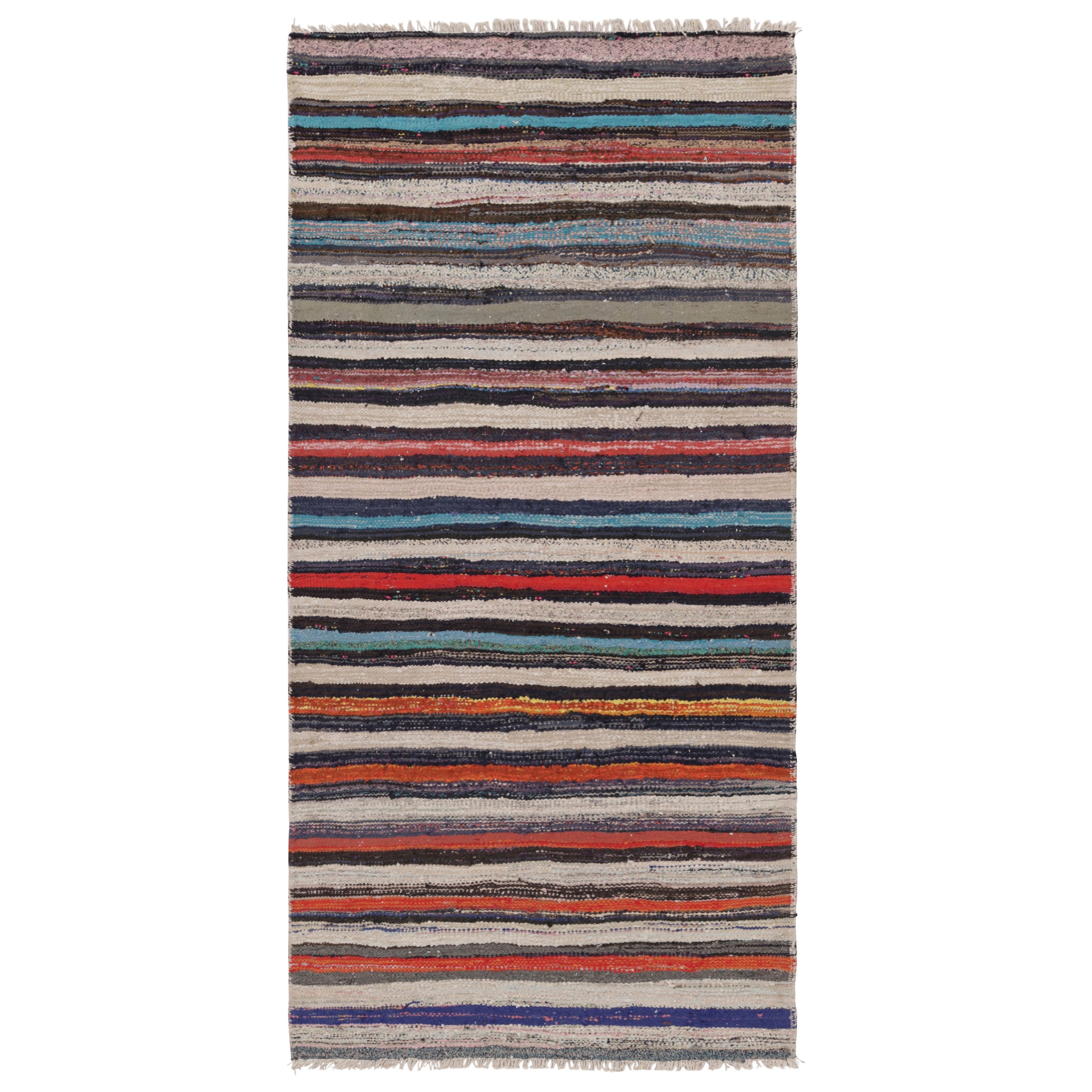Runner Kilim persiano vintage Shahsavan con strisce policrome - Rug & Kilim