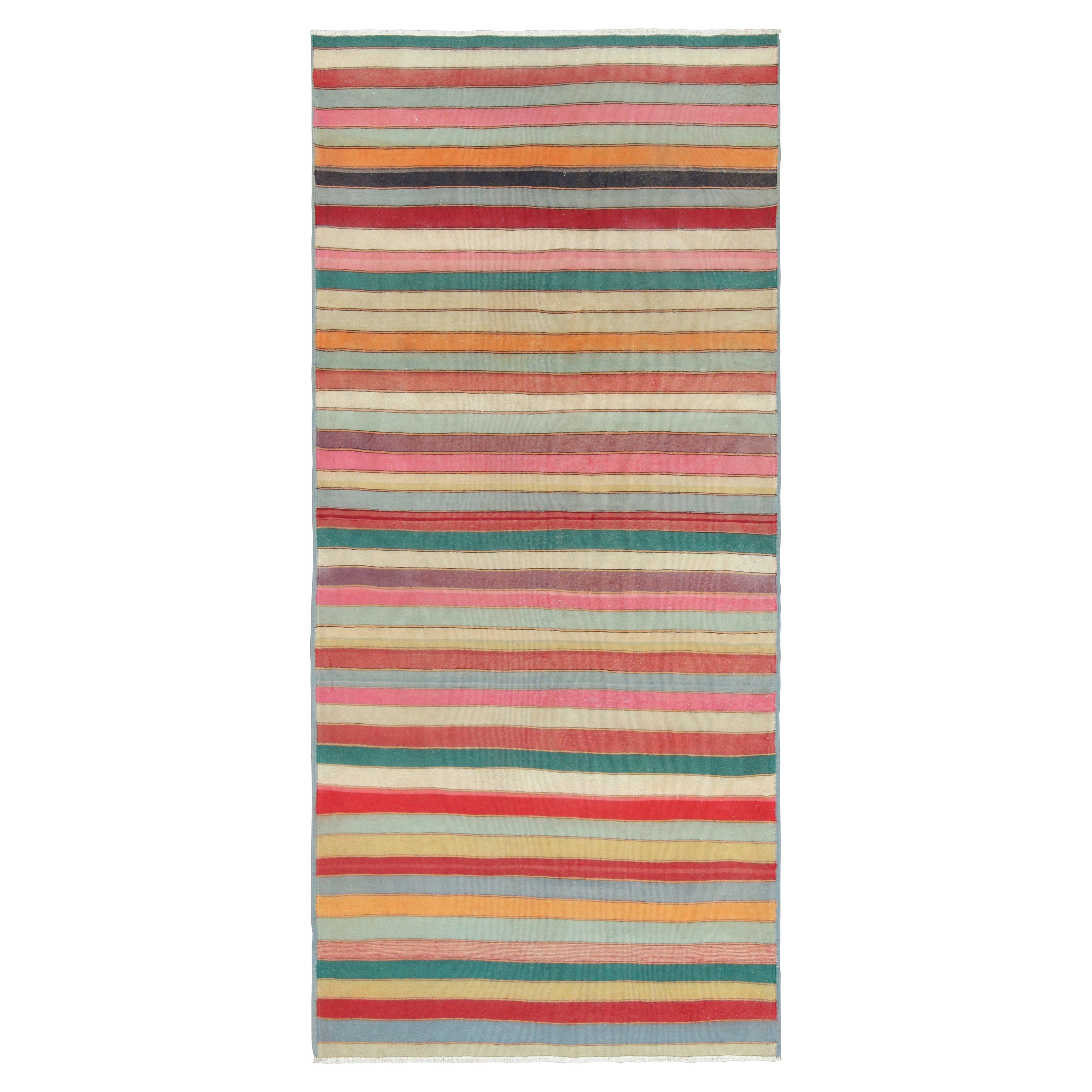 Runner Kilim persiano vintage Shahsavan con strisce policrome - Rug
Kilim