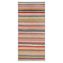 Vintage Shahsavan Persian Kilim Runner with Polychromatic Stripes - Rug & Kilim