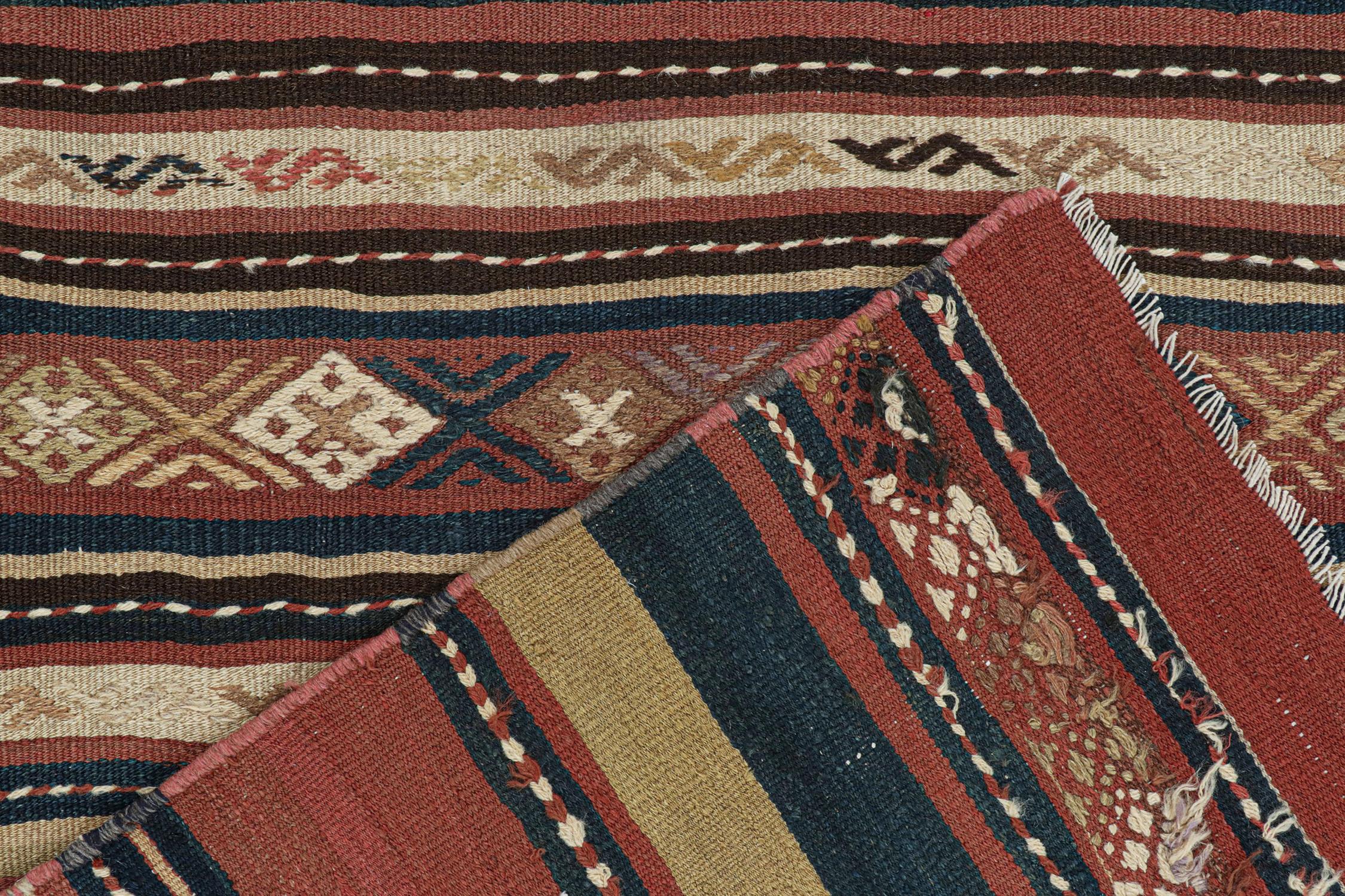 Wool Vintage Shahsavan Persian Kilim with Geometric Patterns by Rug & Kilim For Sale
