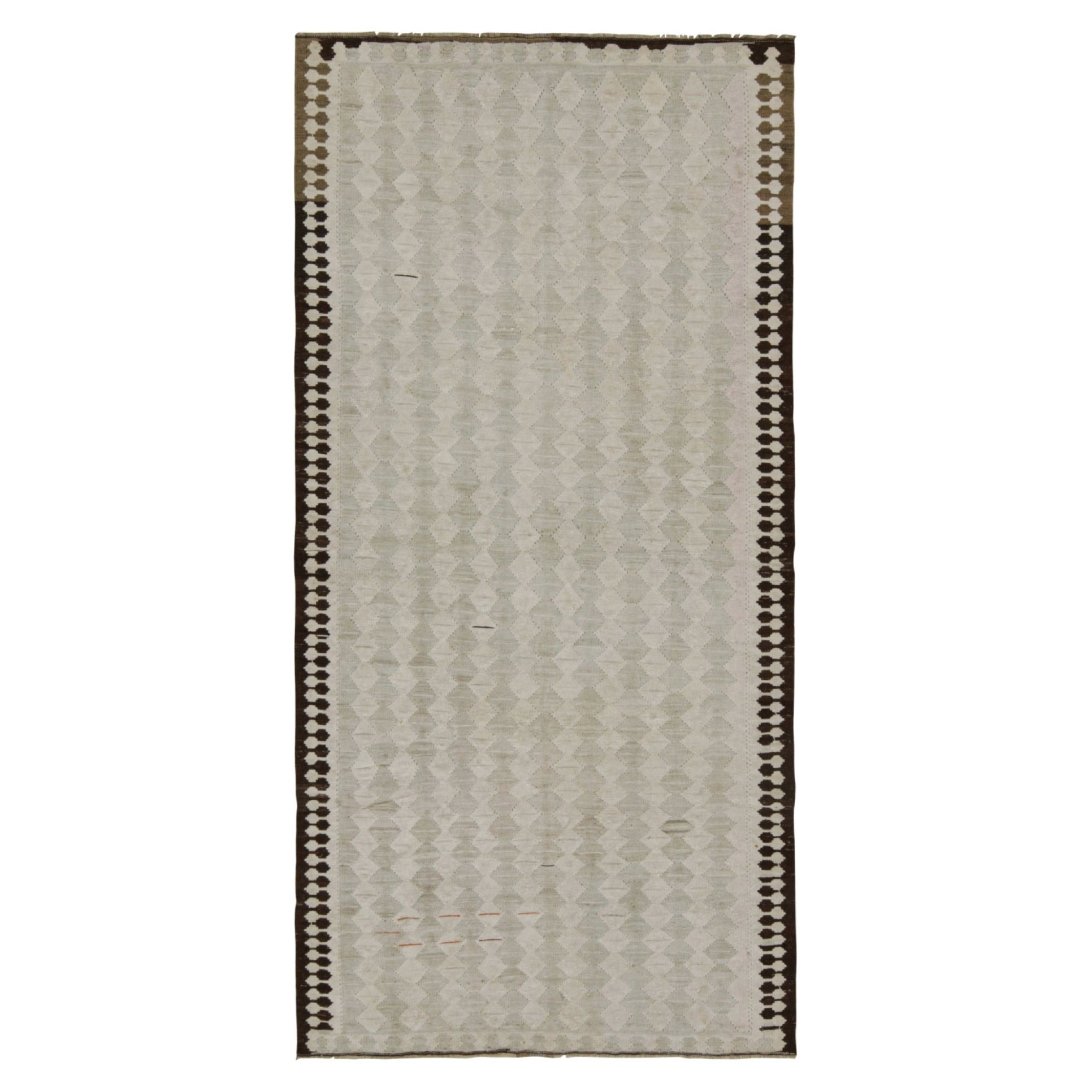 Vintage Shahsavan Persian Kilim with Grey Geometric Patterns For Sale