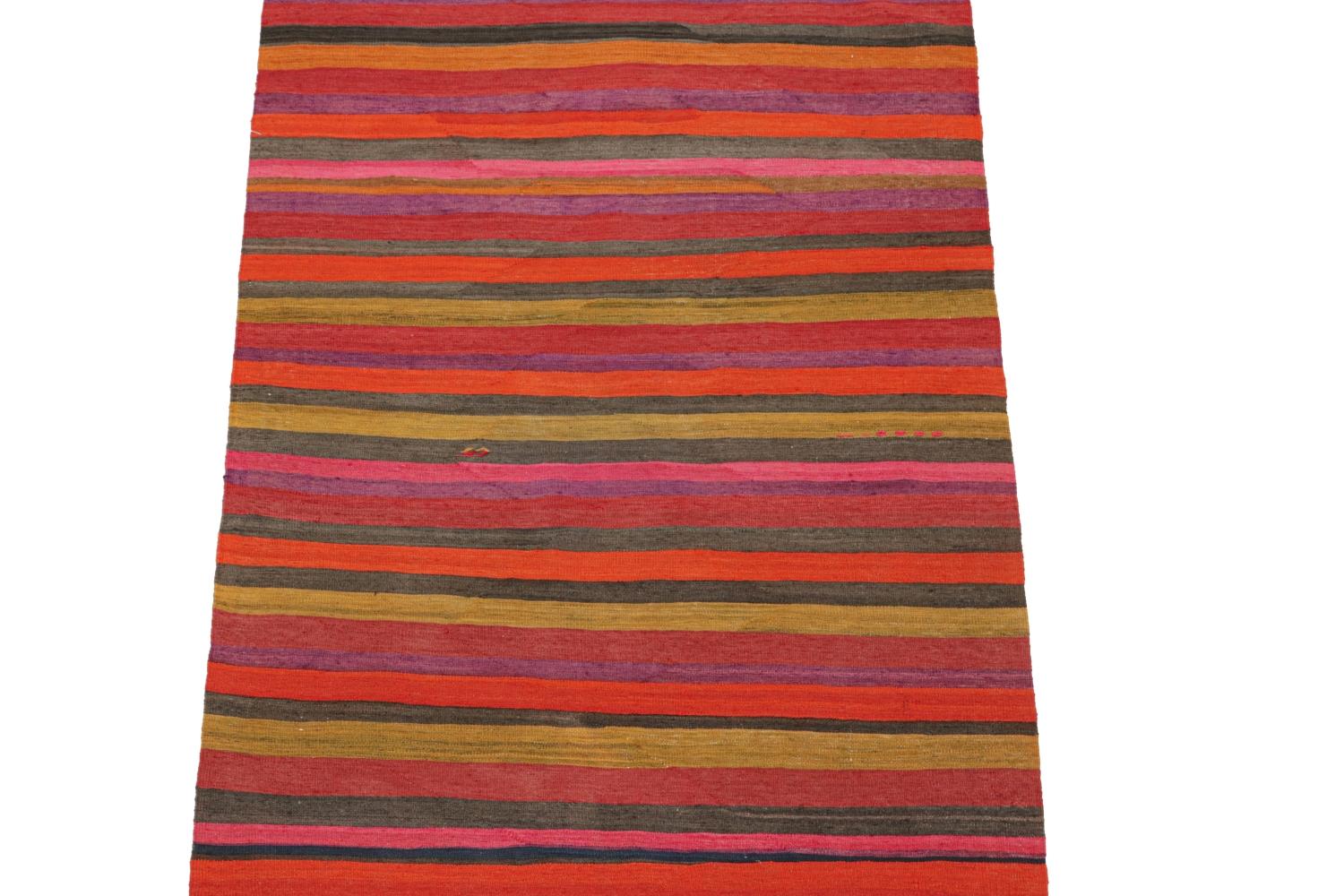Hand-Knotted Vintage Shahsavan Persian Kilim with Multicolor Stripes For Sale