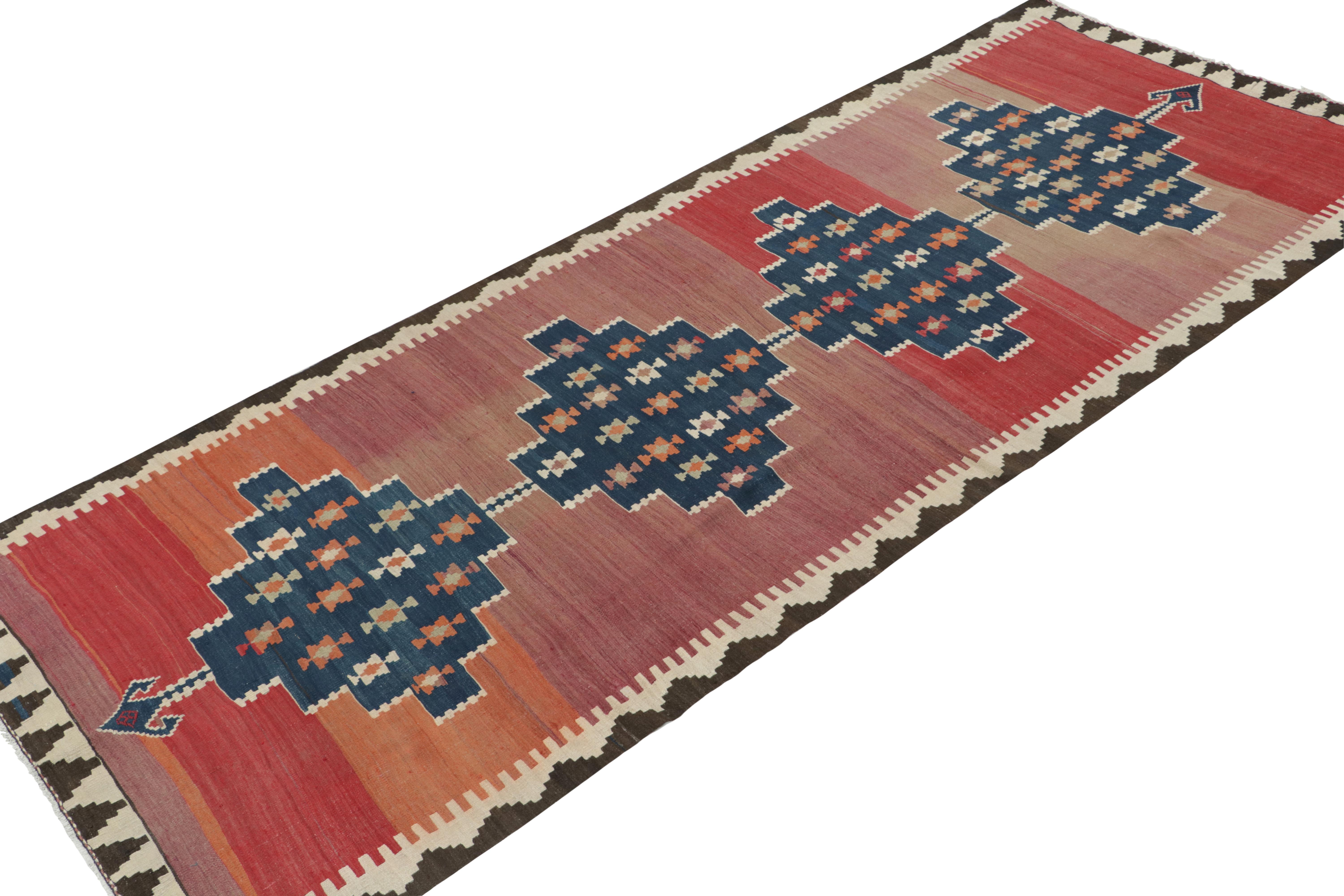 Tribal Vintage Shahsavan Persian Kilim with Open Field & Blue Medallions by Rug & Kilim For Sale