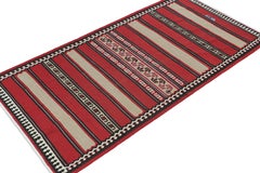 Vintage Shahsavan Persian Kilim with Red, Beige and Brown Stripes