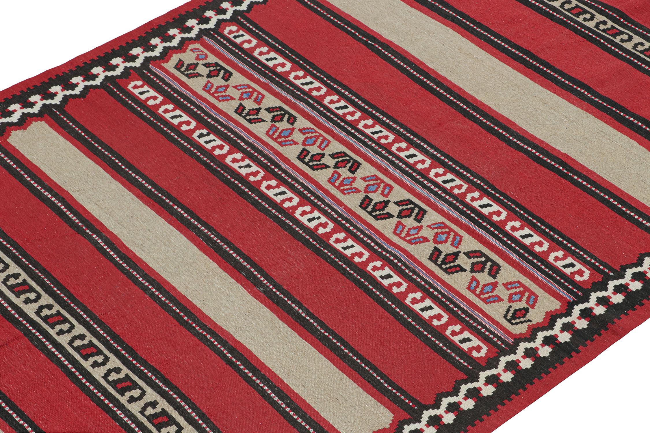 Tribal Vintage Shahsavan Persian Kilim with Red, Beige and Brown Stripes For Sale