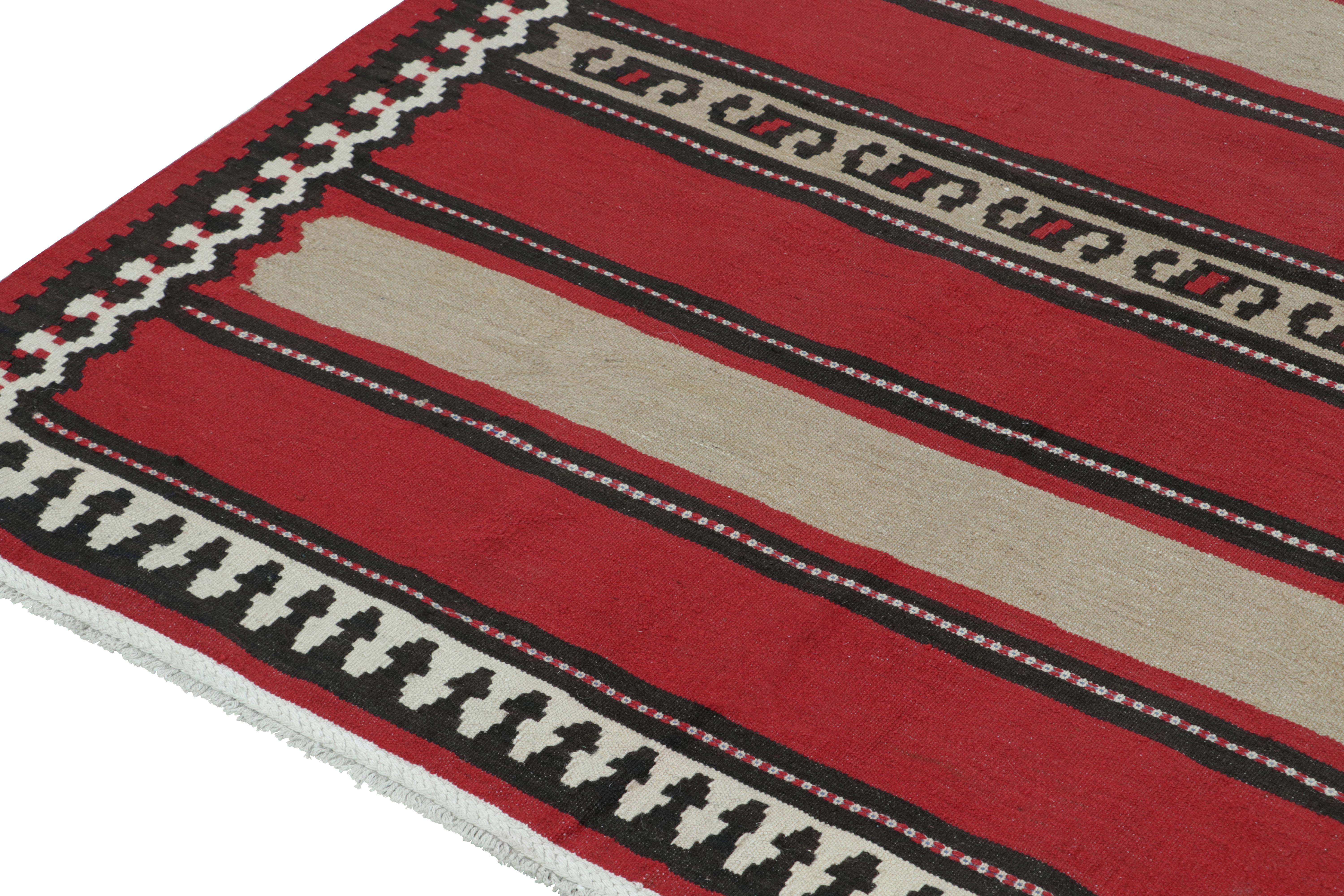 Hand-Knotted Vintage Shahsavan Persian Kilim with Red, Beige and Brown Stripes For Sale