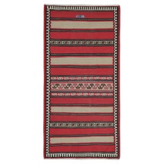Vintage Shahsavan Persian Kilim with Red, Beige and Brown Stripes