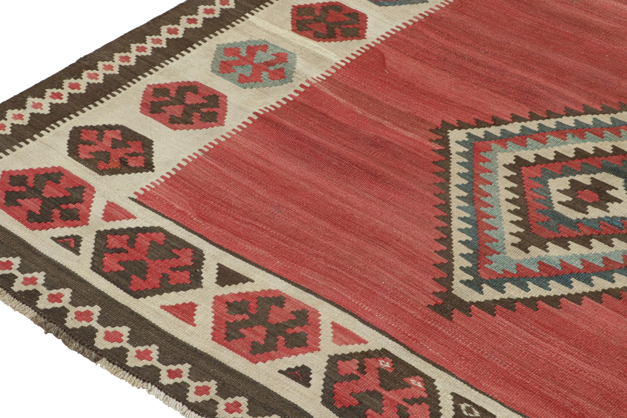 Tribal Vintage Shahsavan Persian Kilim with Red Field and Medallions For Sale
