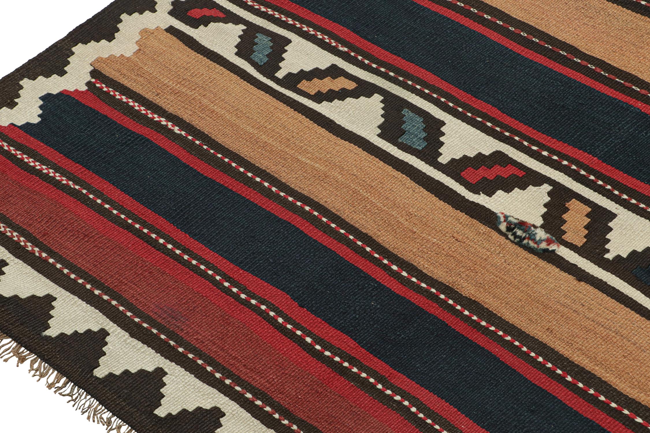 Vintage Shahsavan Persian Kilim with Stripes & Geometric Patterns In Good Condition For Sale In Long Island City, NY