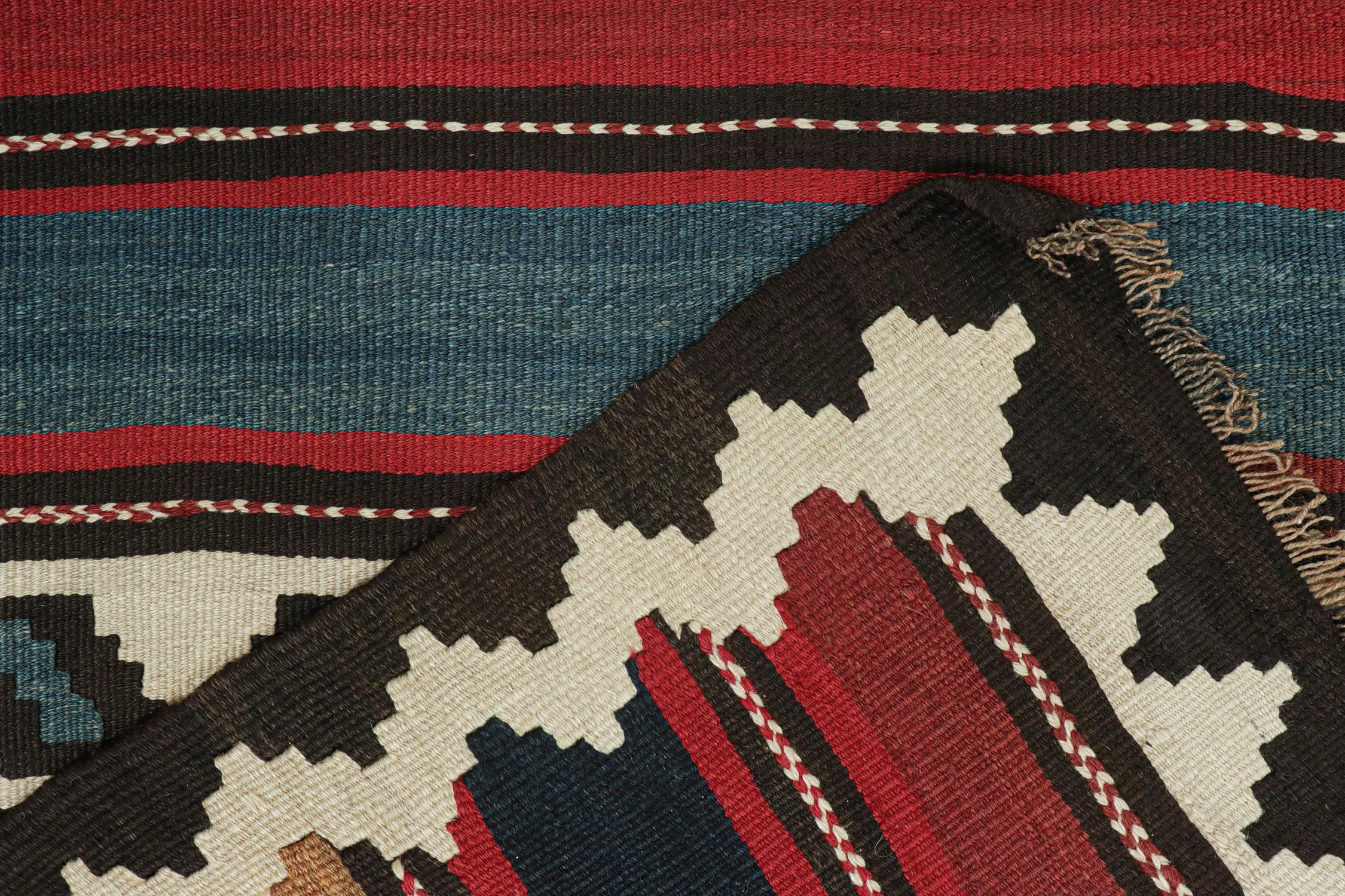 Wool Vintage Shahsavan Persian Kilim with Stripes & Geometric Patterns For Sale