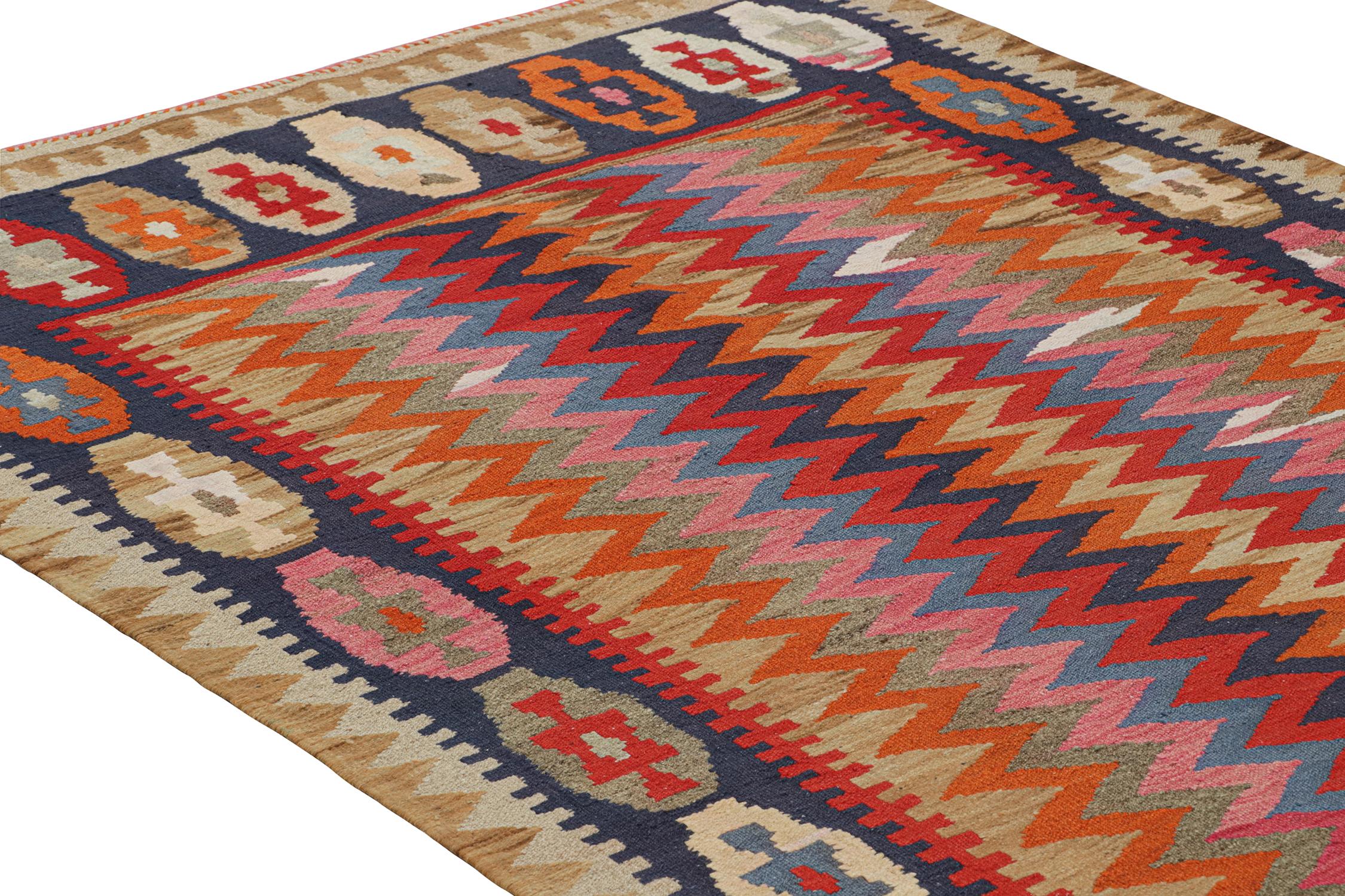 Hand-Knotted Vintage Shahsavan Persian Kilim with Vibrant Chevron Patterns by Rug & Kilim For Sale