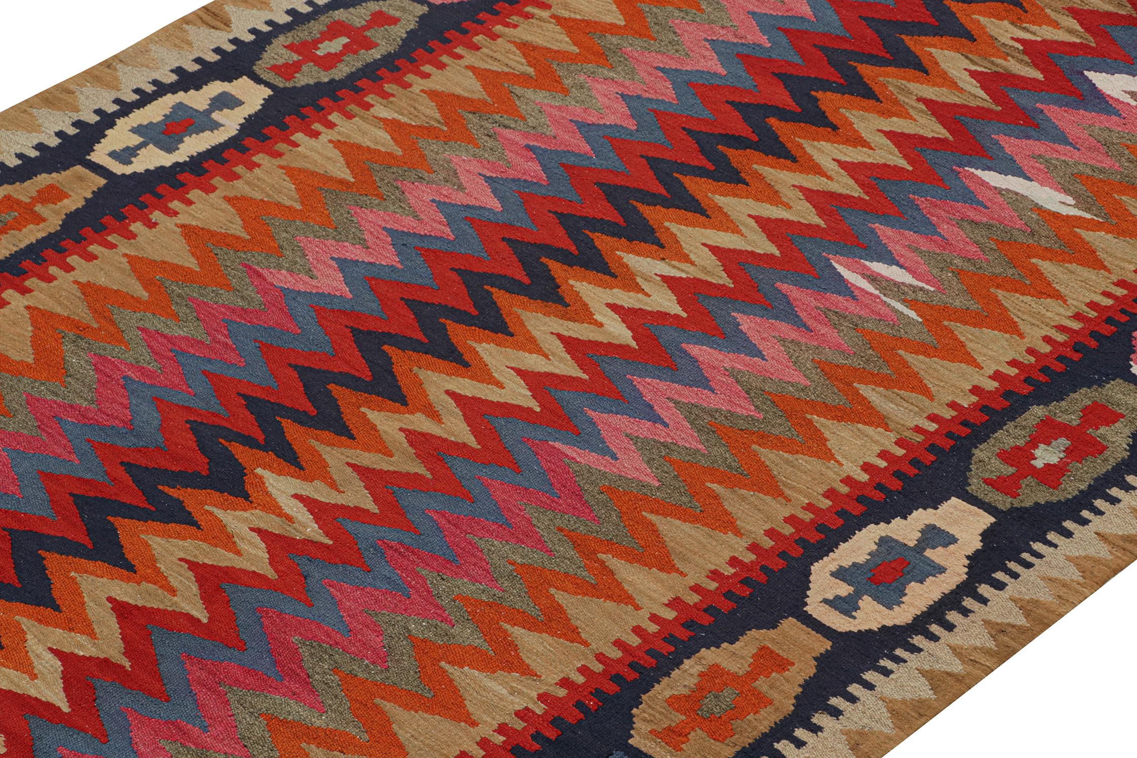 Vintage Shahsavan Persian Kilim with Vibrant Chevron Patterns by Rug & Kilim In Good Condition For Sale In Long Island City, NY