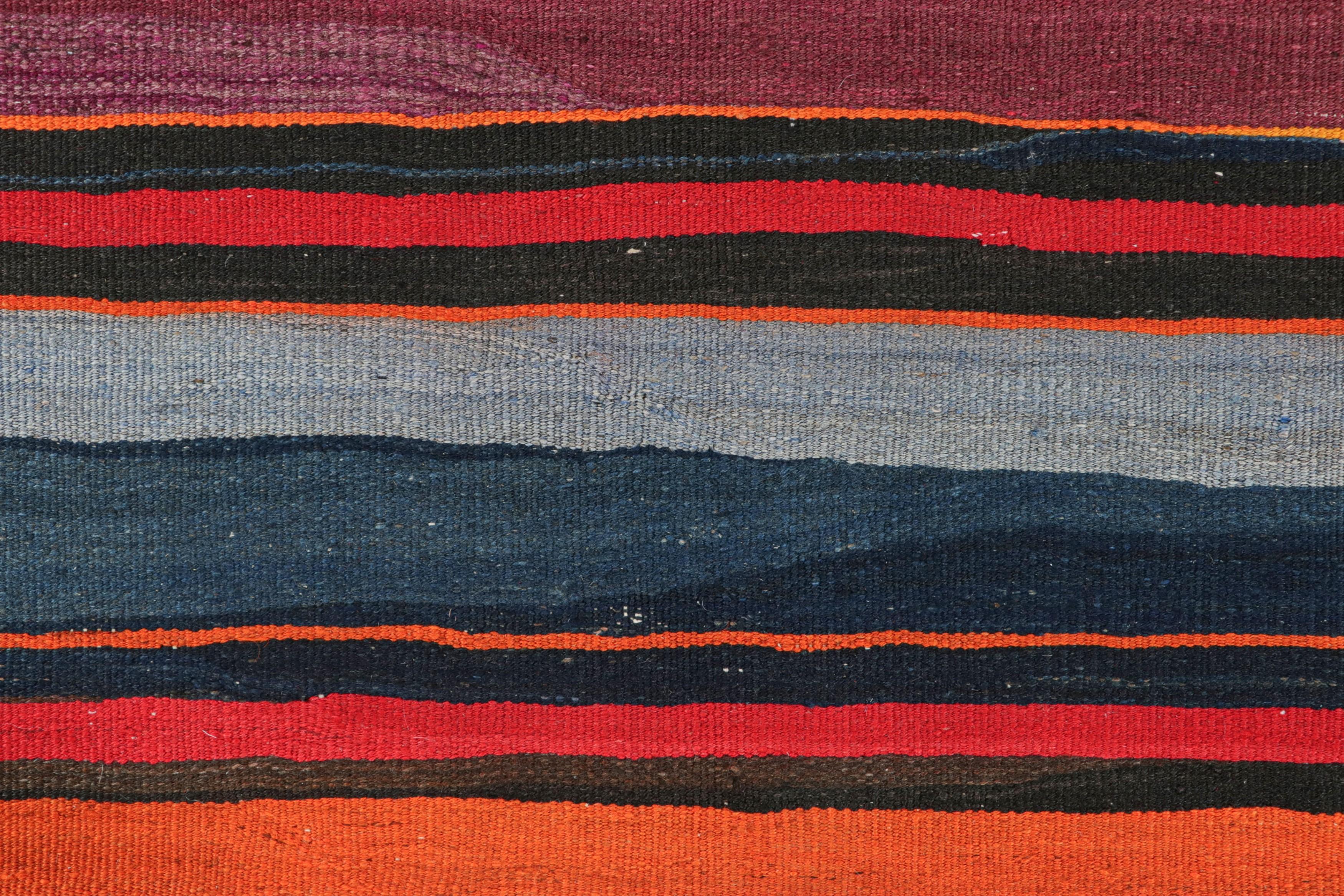 Hand-Woven Vintage Shahsavan Persian Kilim with Vibrant Polychromatic Stripes - Rug & Kilim For Sale
