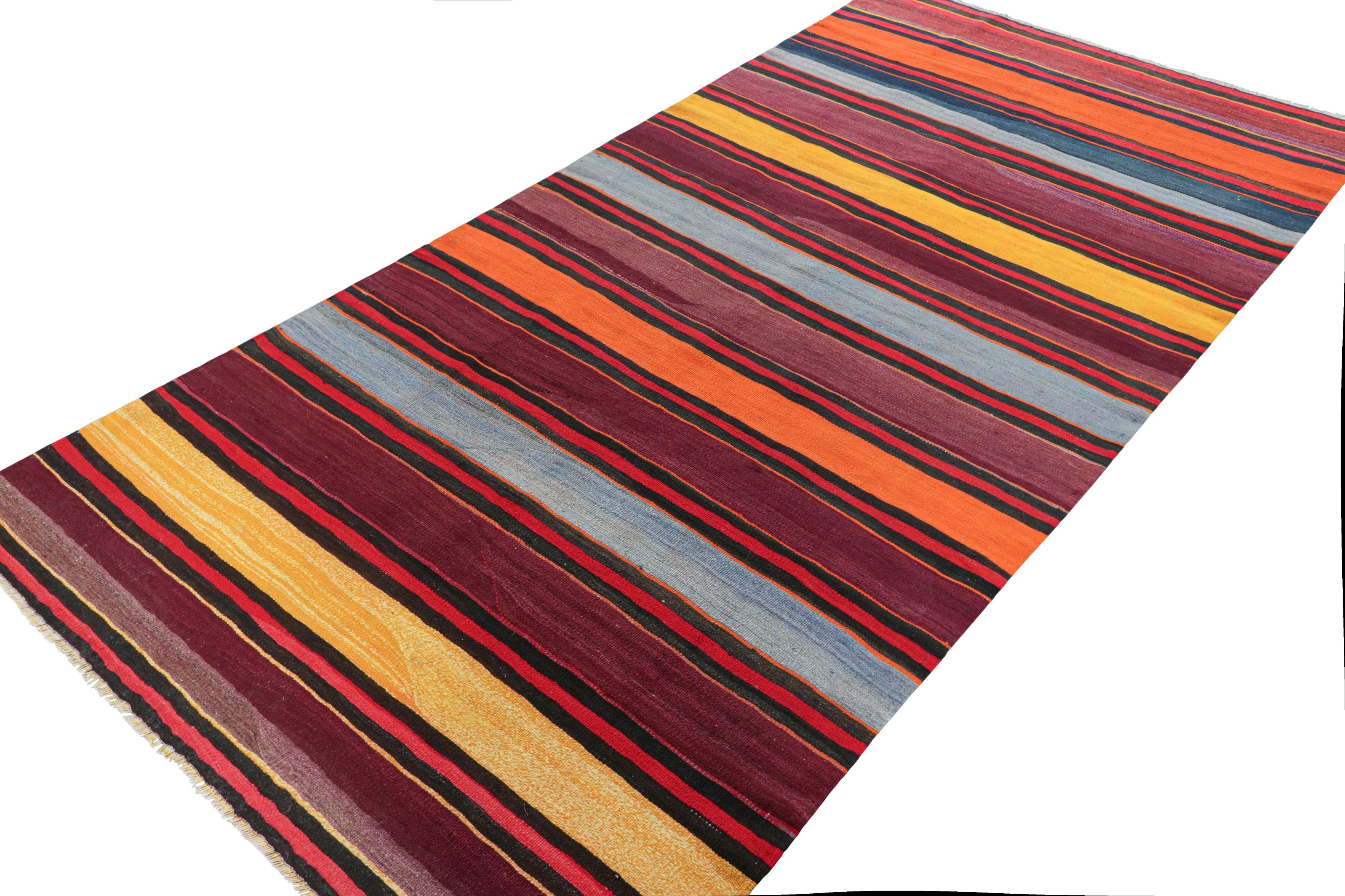 Vintage Shahsavan Persian Kilim with Vibrant Polychromatic Stripes - Rug & Kilim In Good Condition For Sale In Long Island City, NY