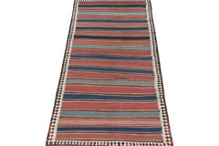Vintage Shahsavan Persian Kilimin Red, Brown and Blue Stripes by Rug & Kilim