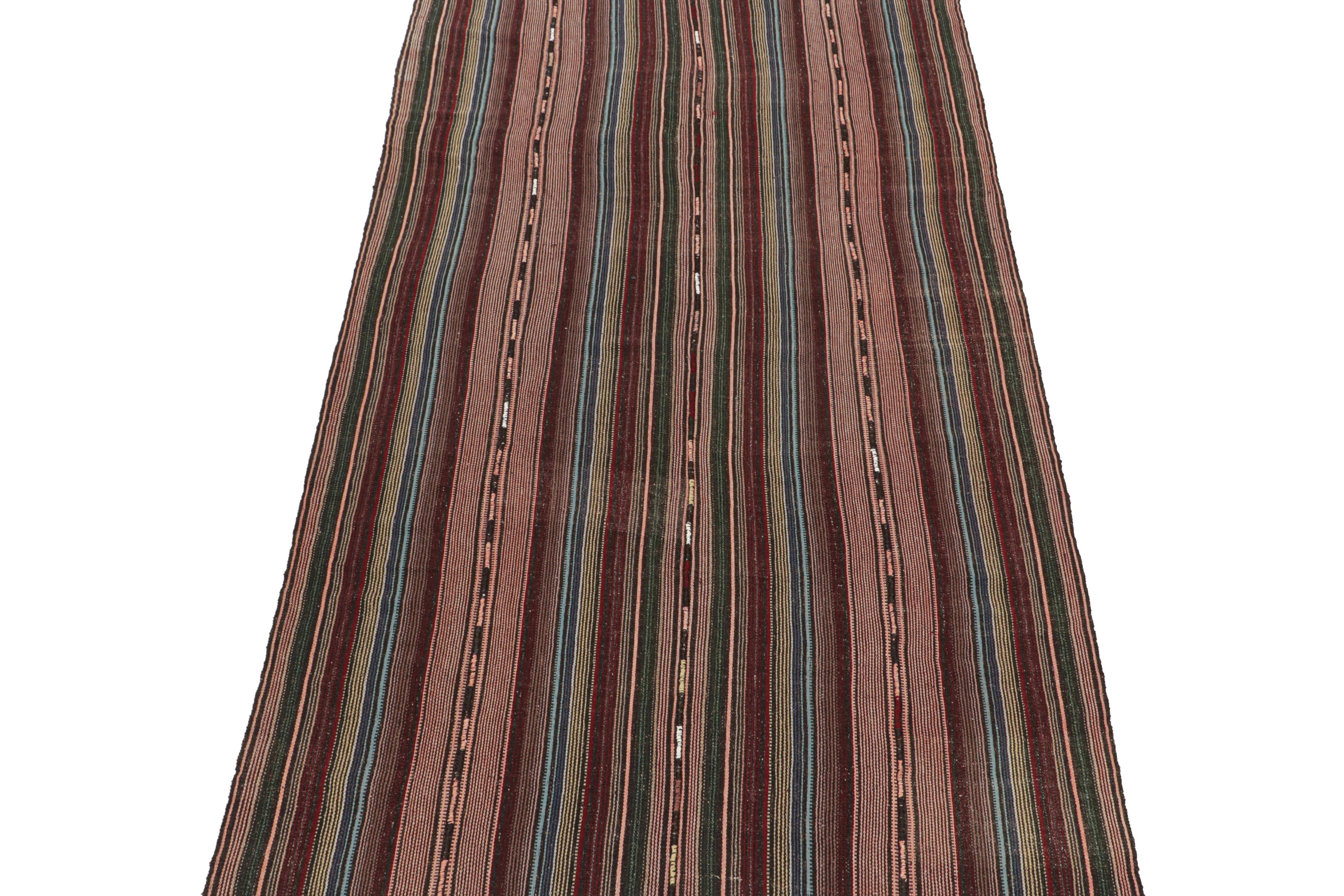 Vintage Shahsavan Persian Palas Kilim in Red, Pink, Blue Stripes by Rug & Killm In Good Condition For Sale In Long Island City, NY