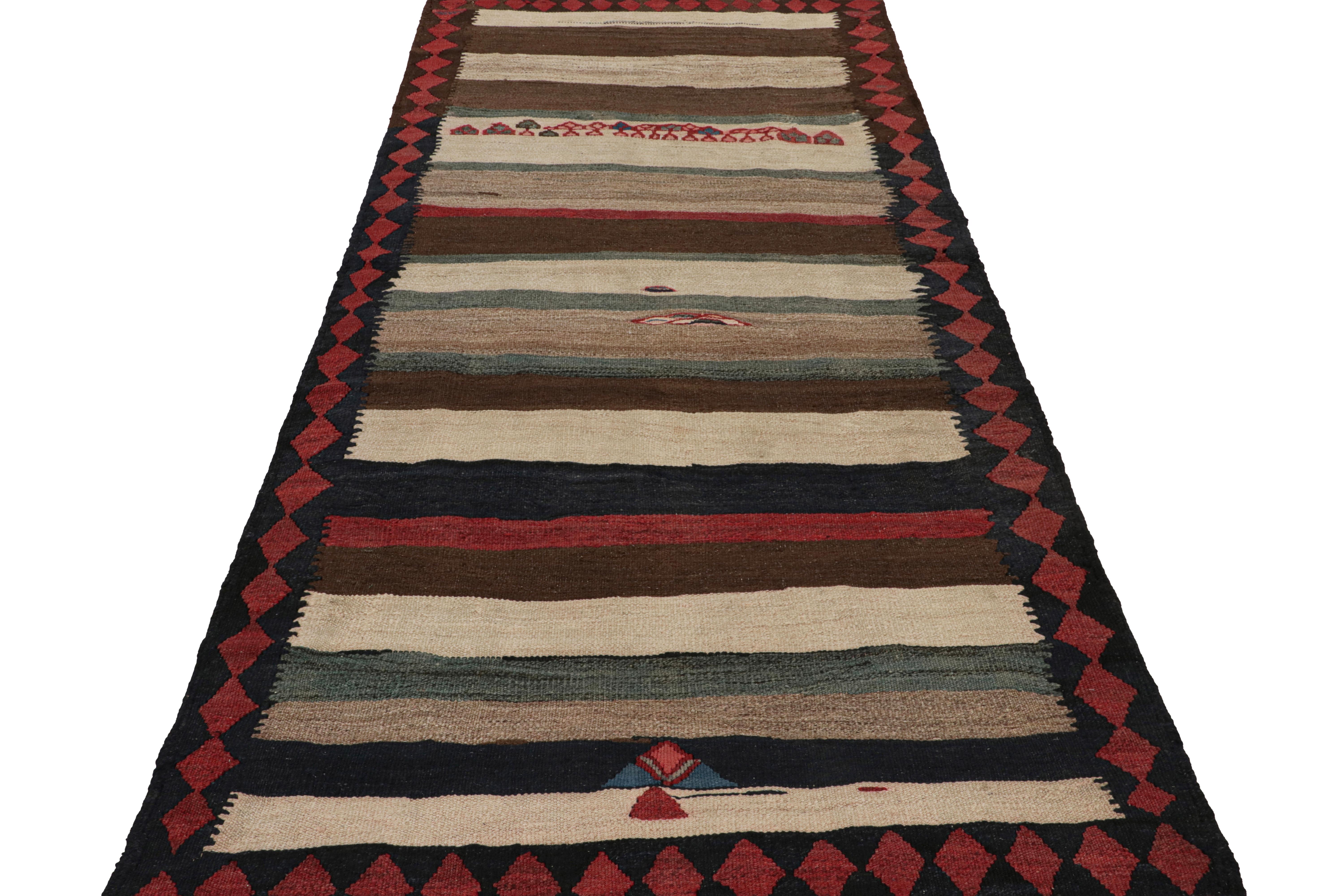 Tribal Vintage Shahsavan Persian tribal Kilim rug, with Stripes, from Rug & Kilim For Sale