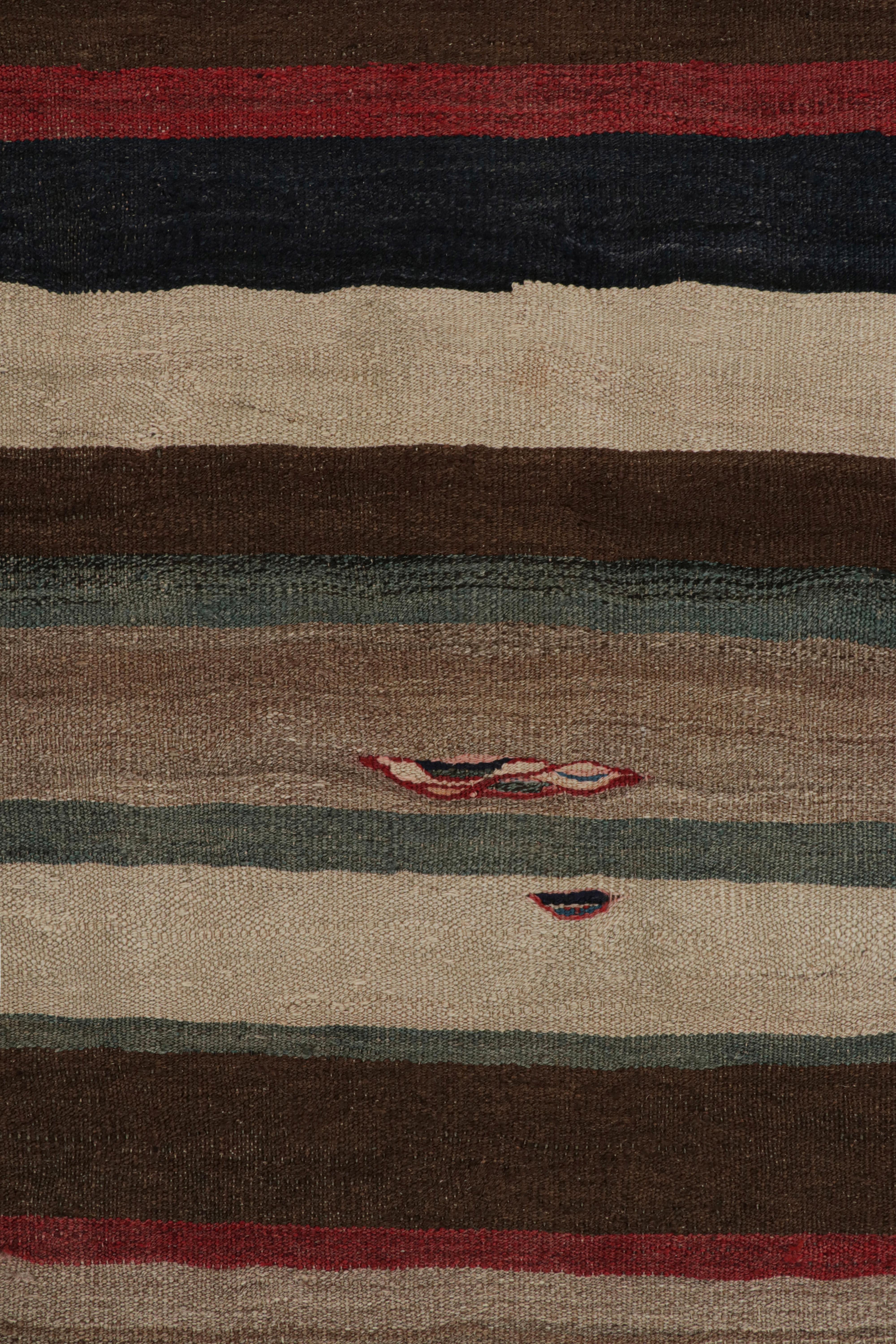 Mid-20th Century Vintage Shahsavan Persian tribal Kilim rug, with Stripes, from Rug & Kilim For Sale