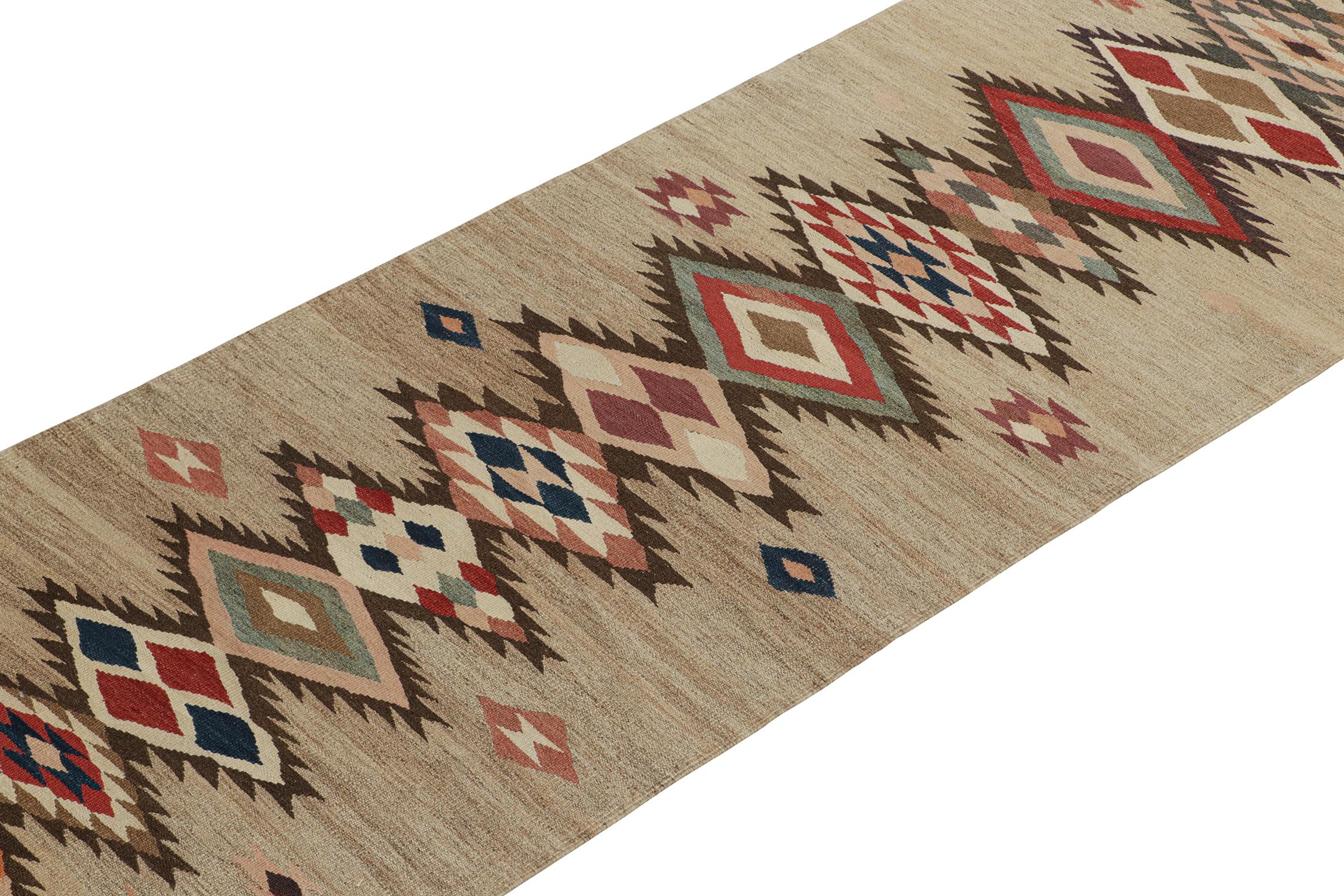 Hand-Knotted Vintage Shahsavan Tribal Kilim Runner in Polychromatic Patterns by Rug & Kilim For Sale