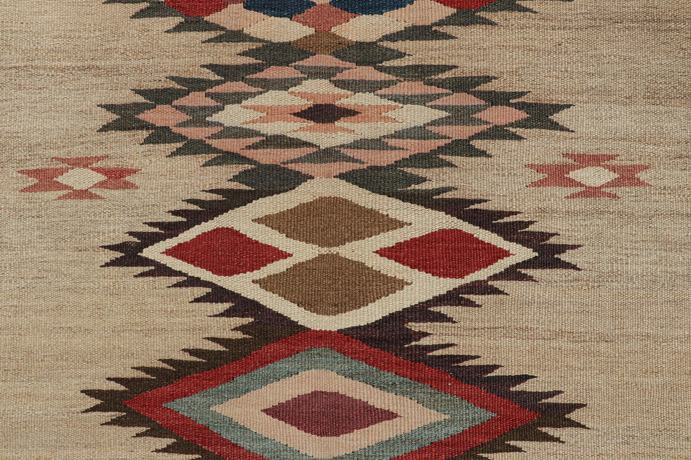 Mid-20th Century Vintage Shahsavan Tribal Kilim Runner in Polychromatic Patterns by Rug & Kilim For Sale