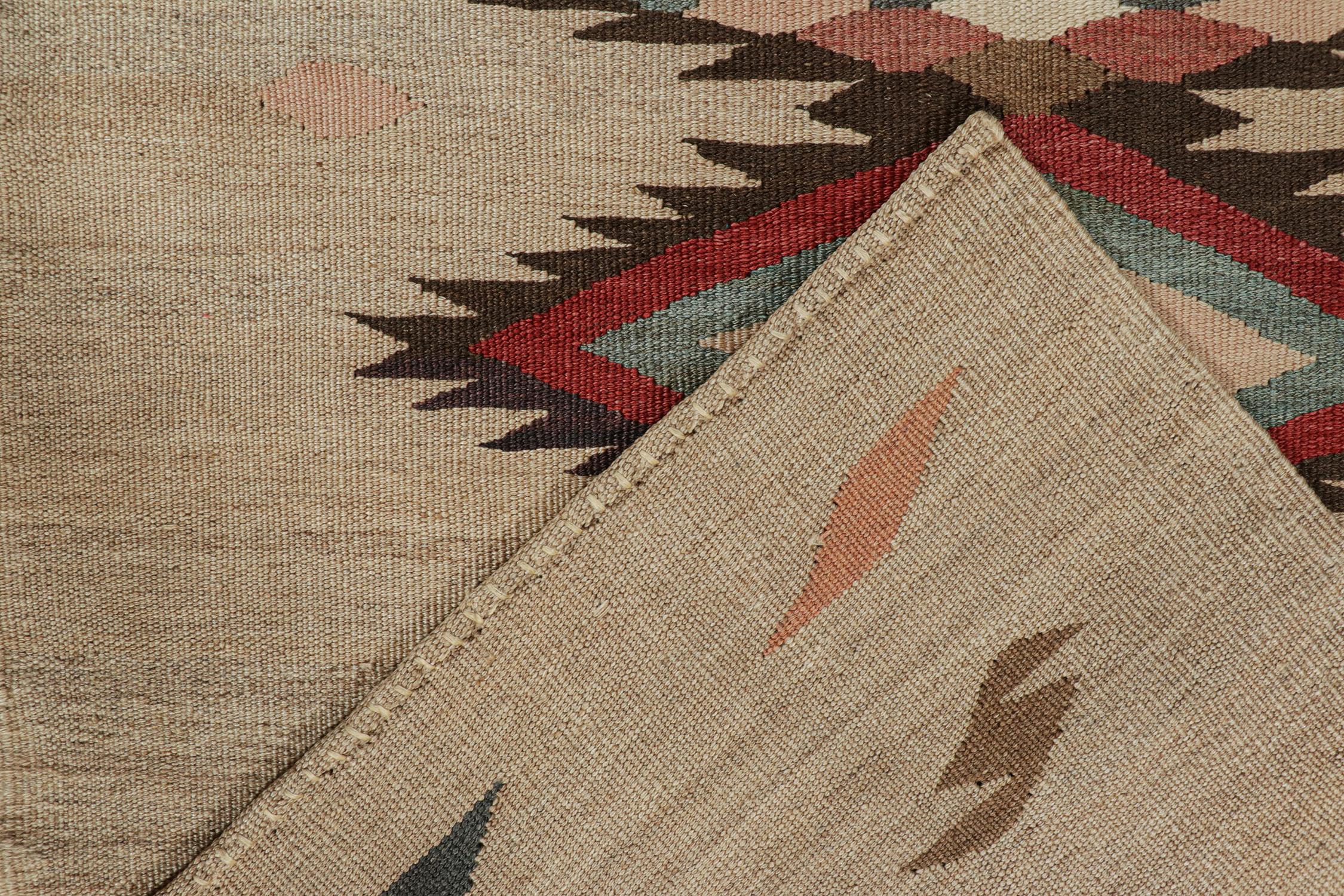 Wool Vintage Shahsavan Tribal Kilim Runner in Polychromatic Patterns by Rug & Kilim For Sale