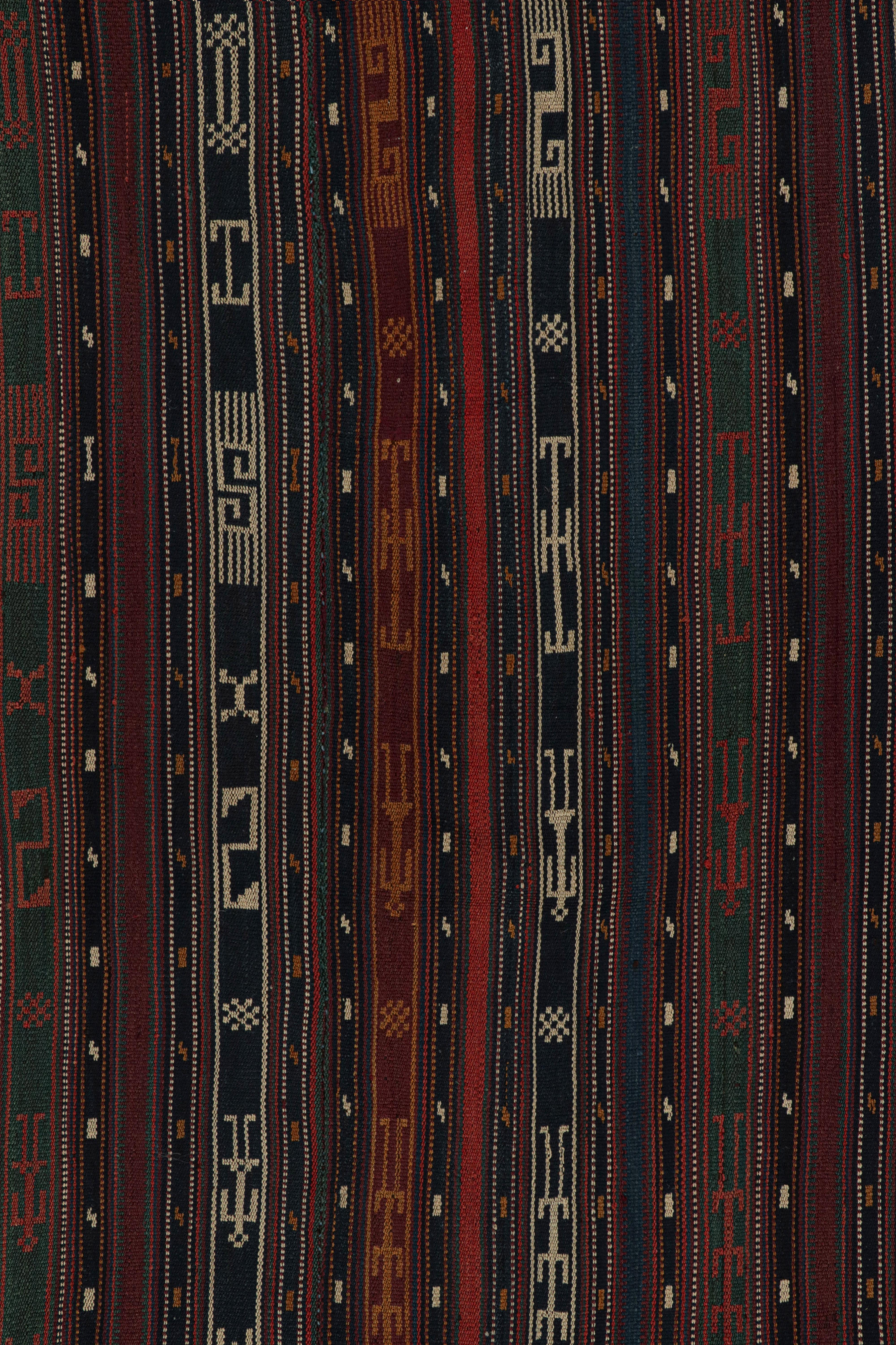 Mid-20th Century Vintage Shahsavan tribal Persian Kilim rug, with Stripes, from Rug & Kilim For Sale