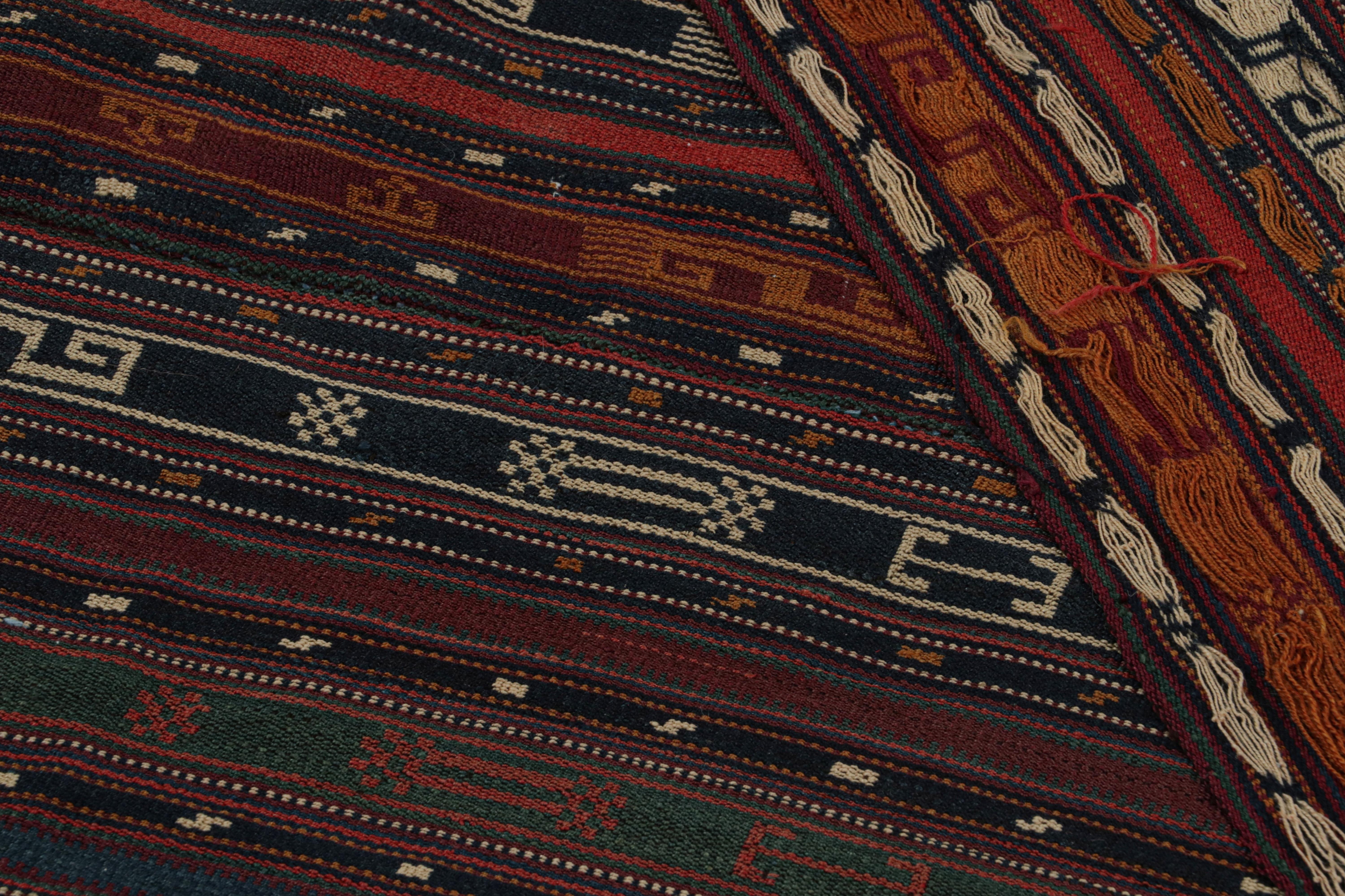 Wool Vintage Shahsavan tribal Persian Kilim rug, with Stripes, from Rug & Kilim For Sale