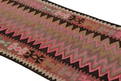 Vintage Shahsavan Zanjan Persian Kilim Runner in Pink with Chevrons  Rug & Kilim