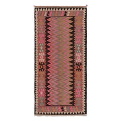 Vintage Shahsavan Zanjan Persian Kilim Runner in Pink with Chevrons  Rug & Kilim