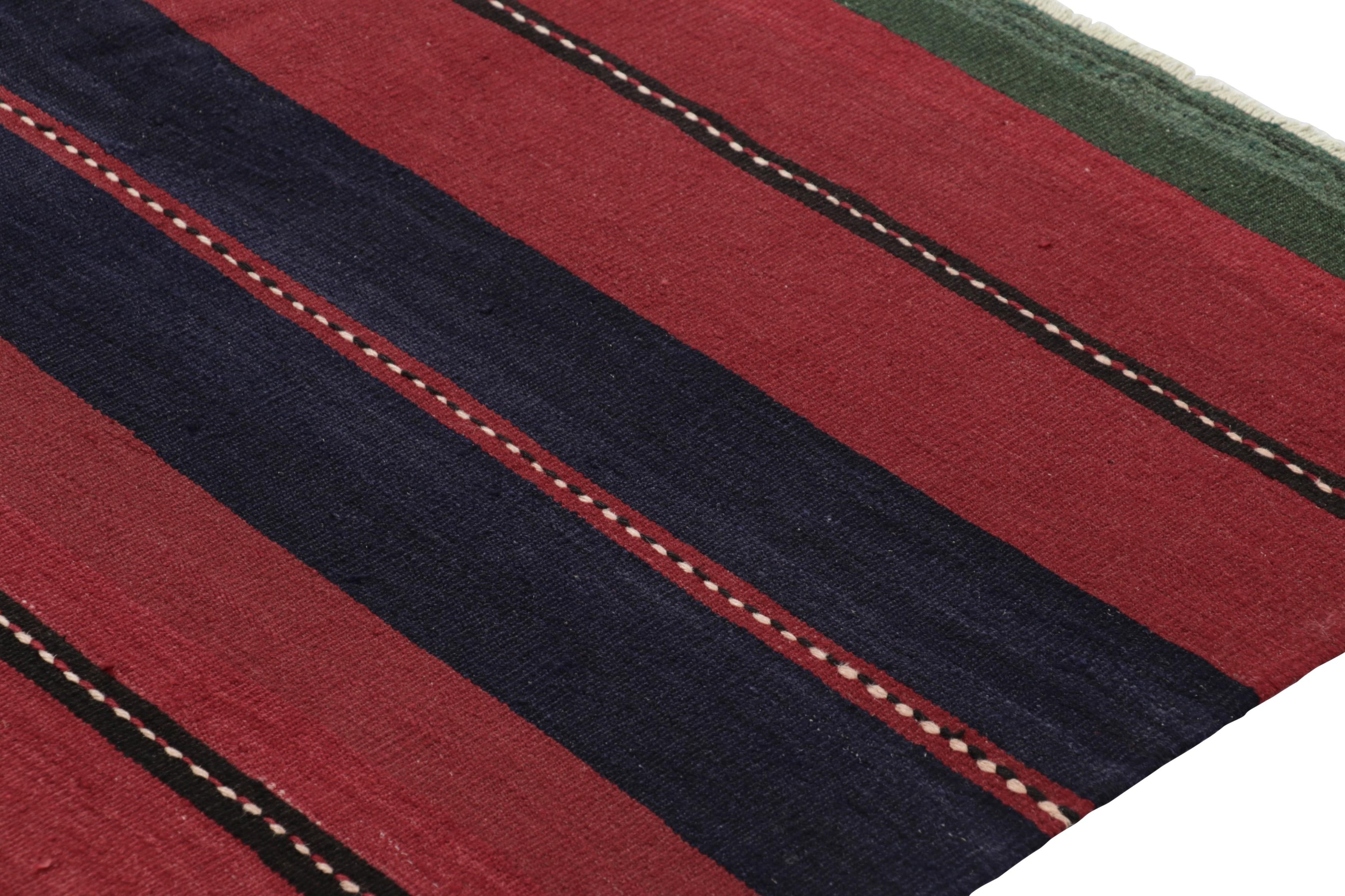Hand-Woven Vintage Bakhtiari Persian Kilim, Red and Black Geometric Stripes - Rug & Kilim For Sale